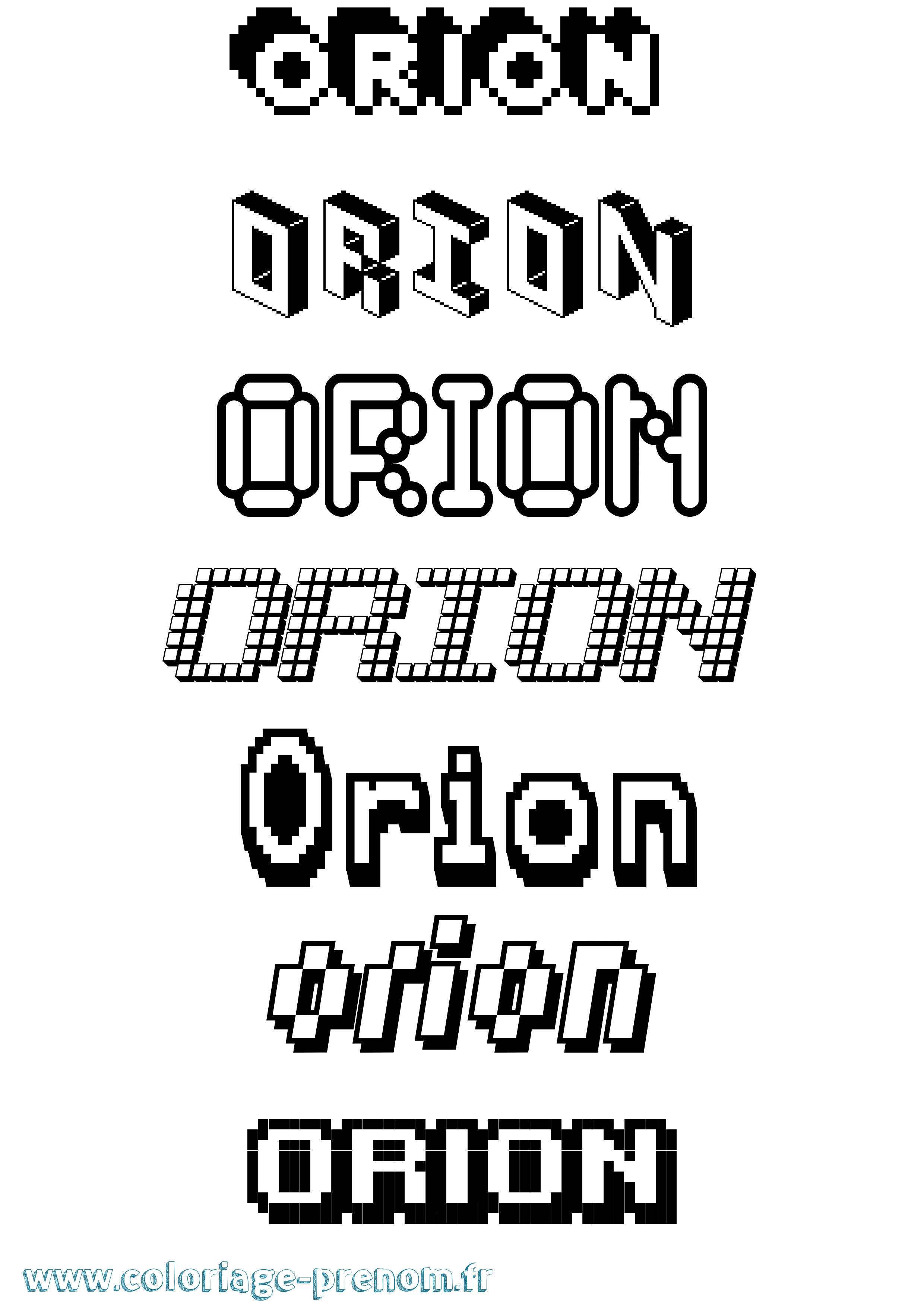 Coloriage Orion Pixel Coloriage prénom Orion Pixel