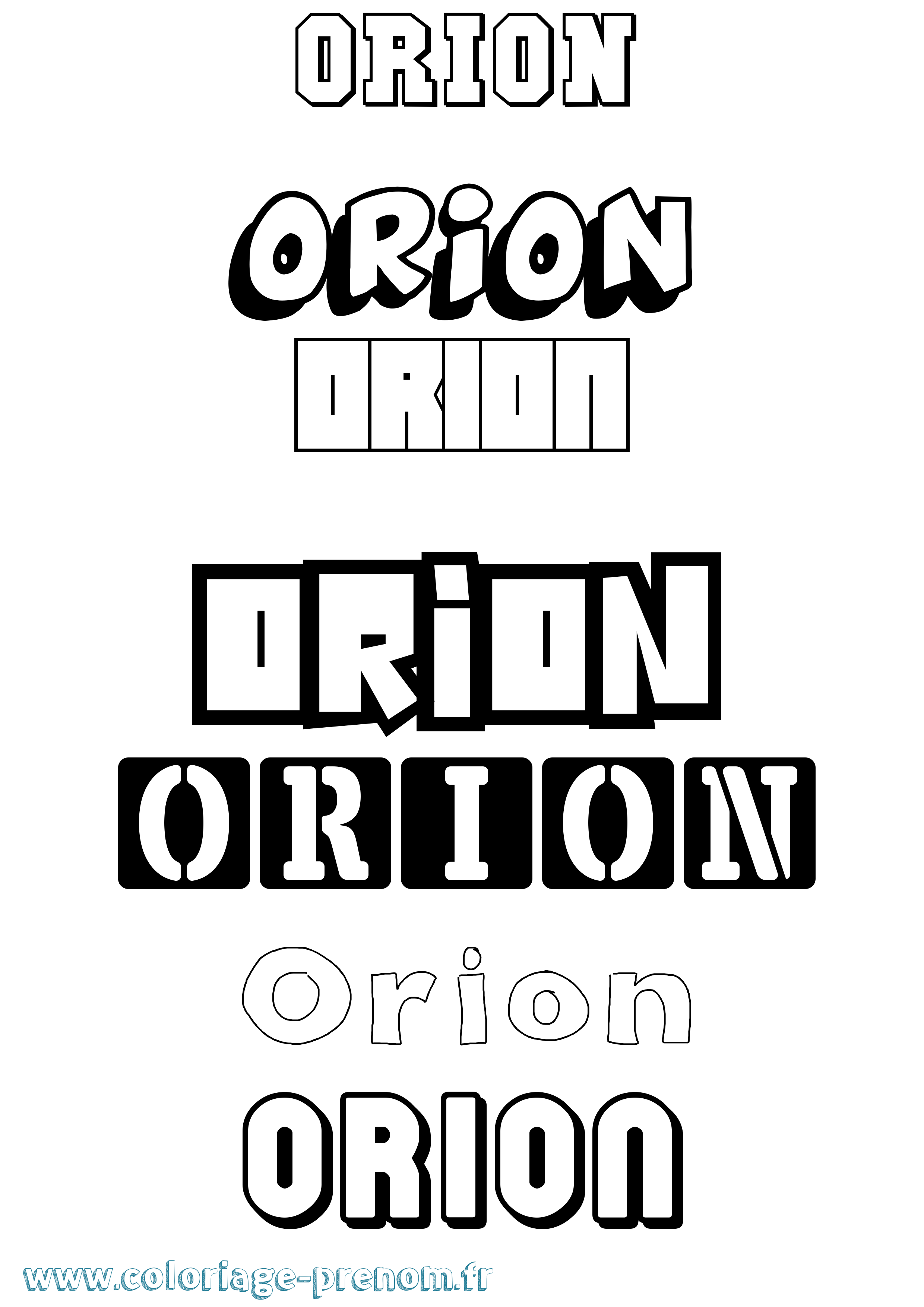 Coloriage prénom Orion Simple