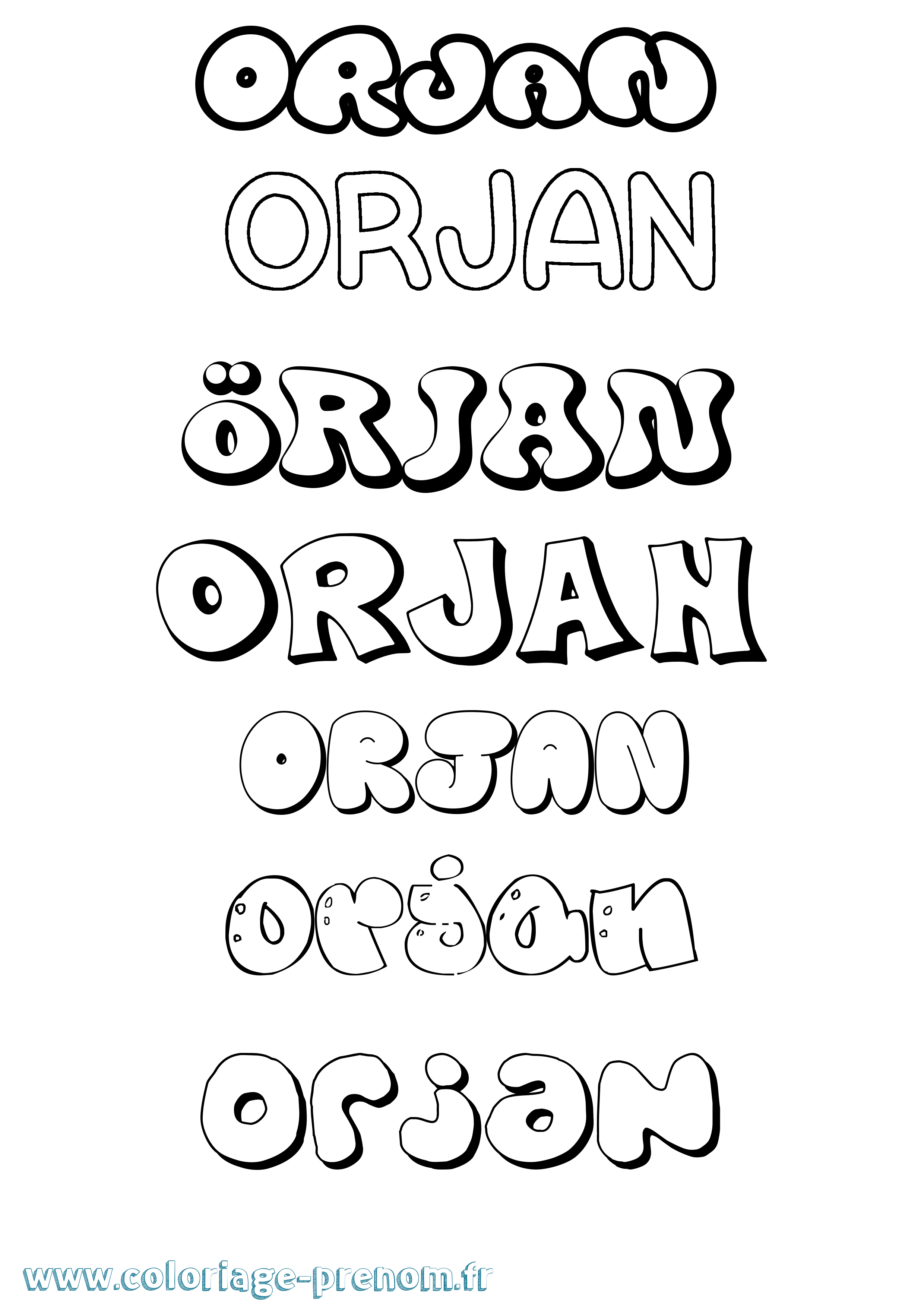 Coloriage Örjan Bubble Coloriage prénom Örjan Bubble