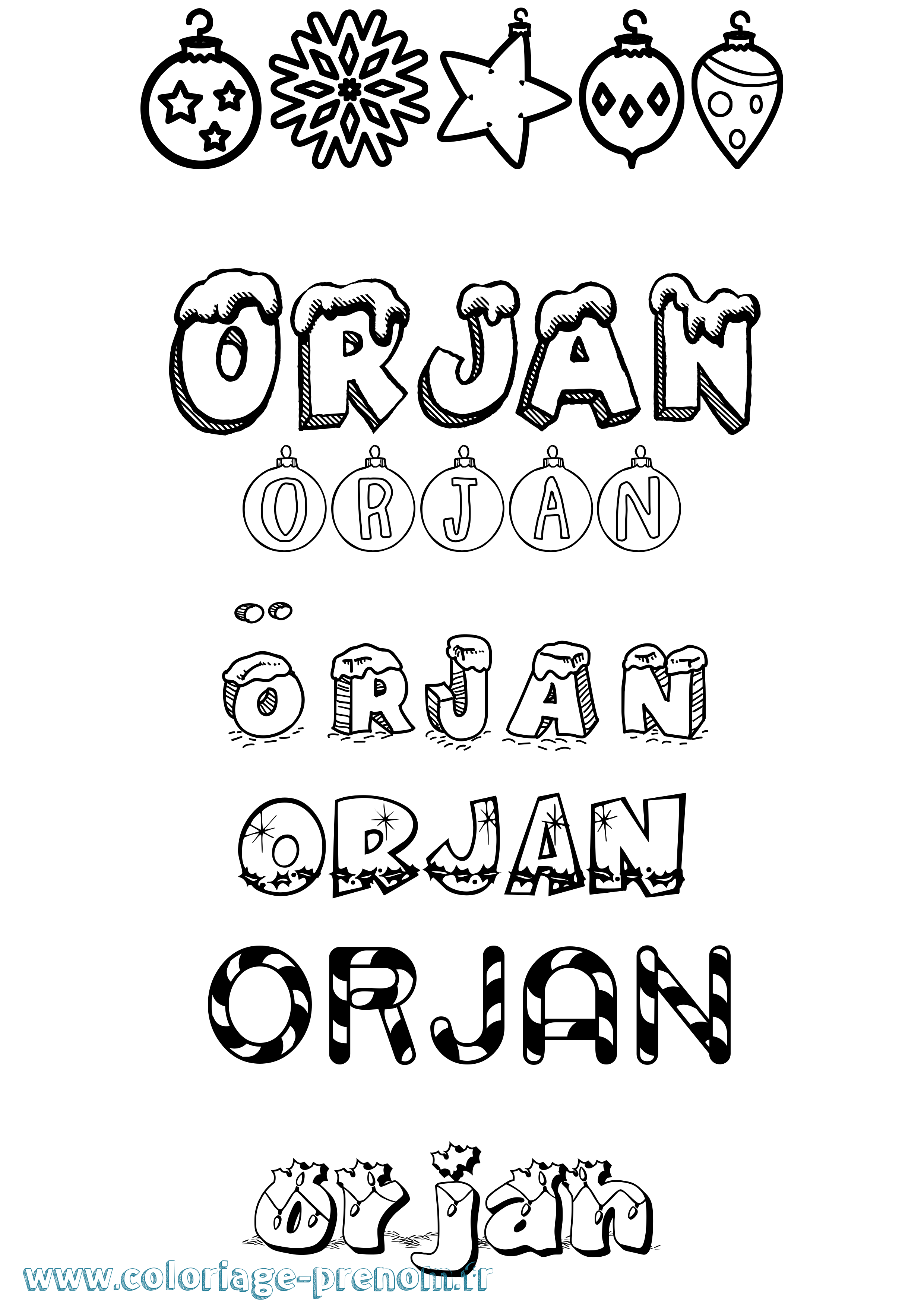 Coloriage Örjan Noël Coloriage prénom Örjan Noël
