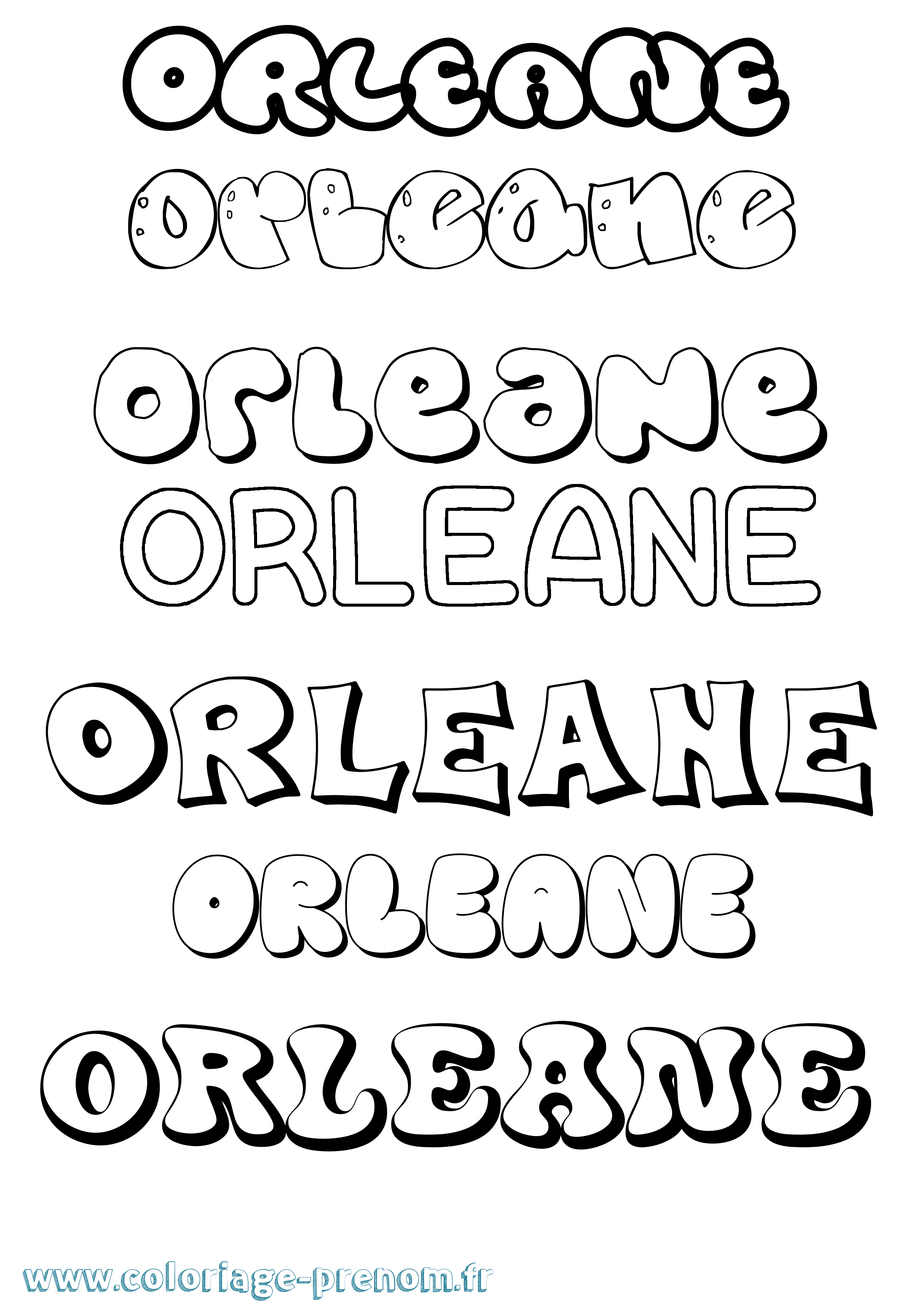 Coloriage prénom Orleane Bubble