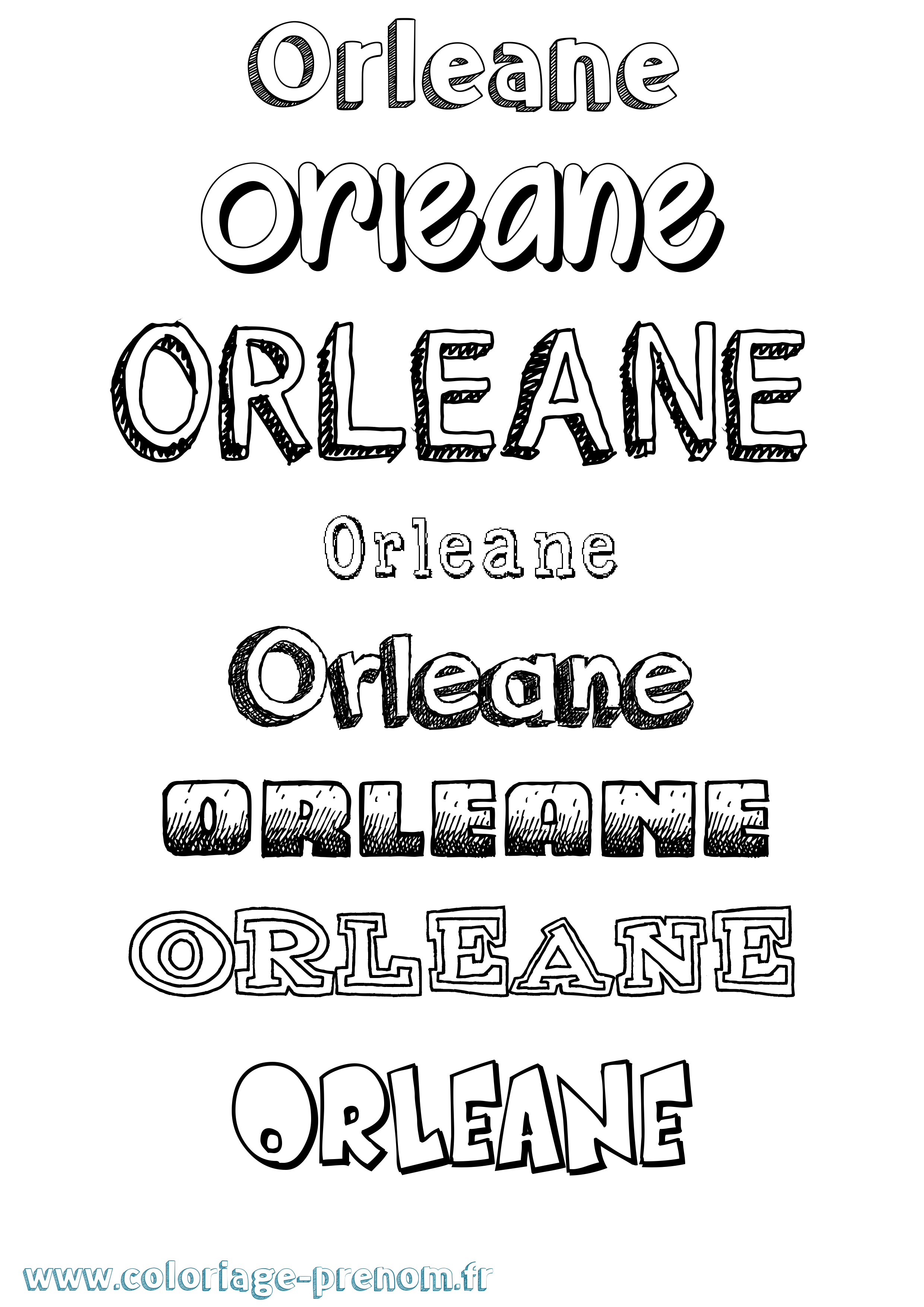 Coloriage prénom Orleane Dessiné