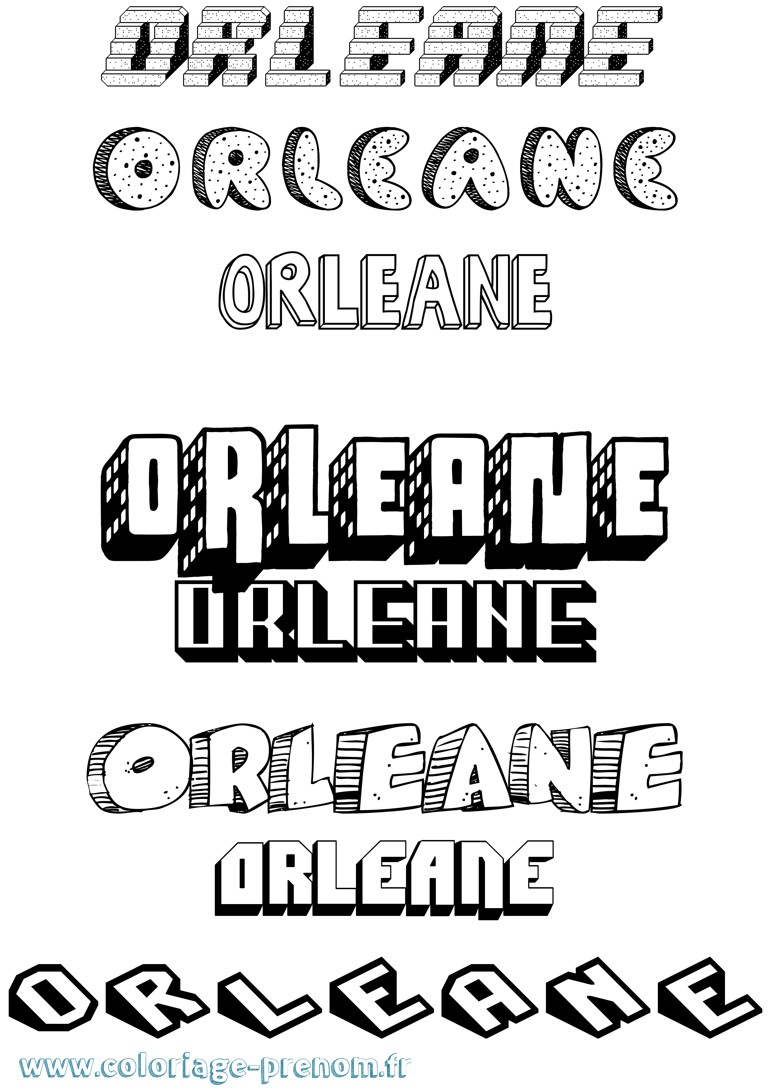 Coloriage prénom Orleane Effet 3D