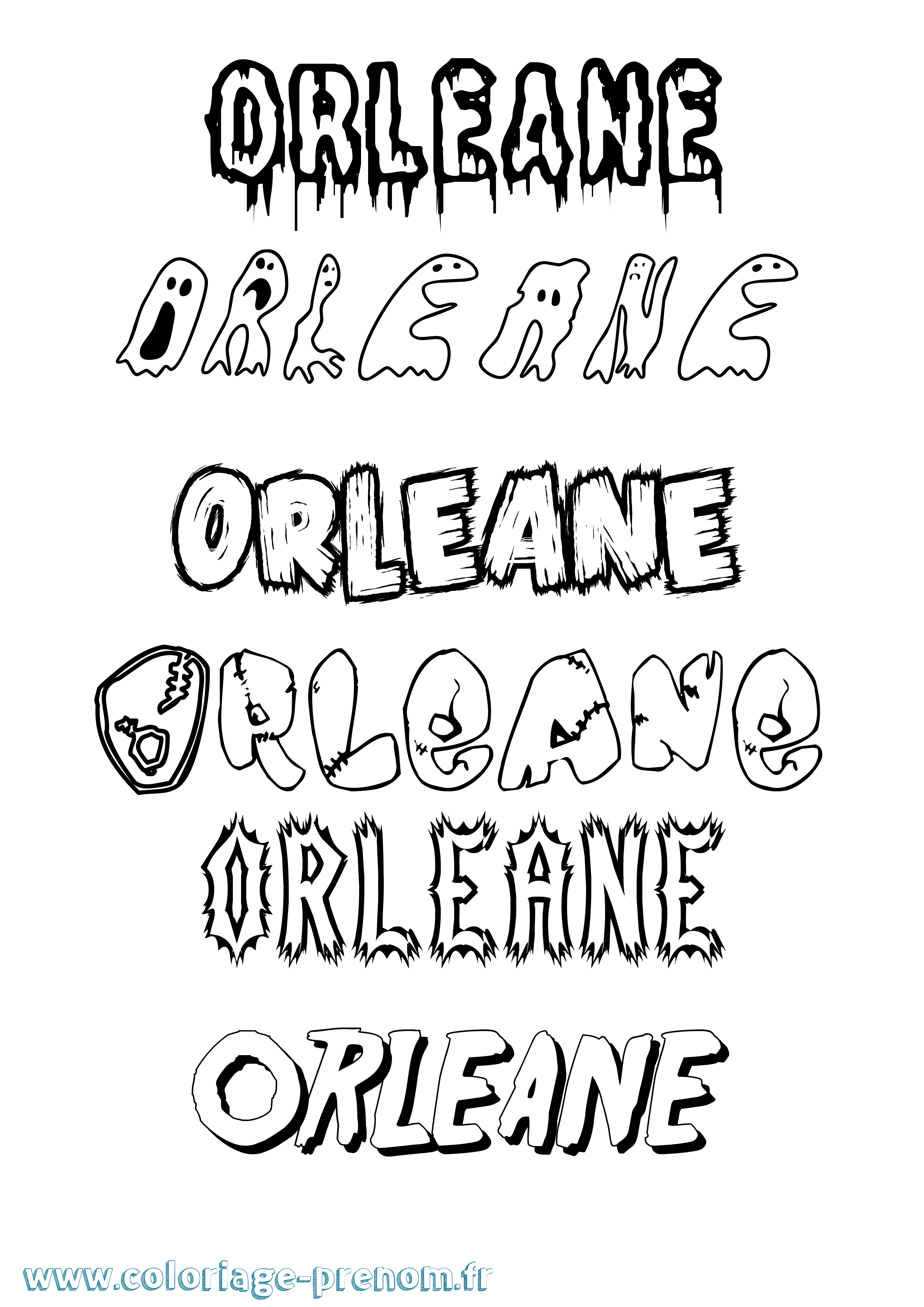 Coloriage prénom Orleane Frisson
