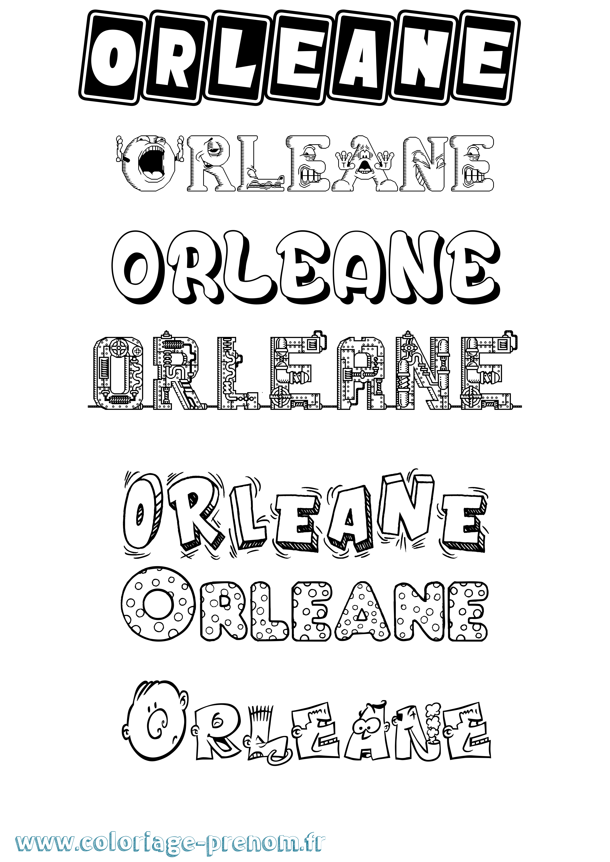 Coloriage prénom Orleane Fun