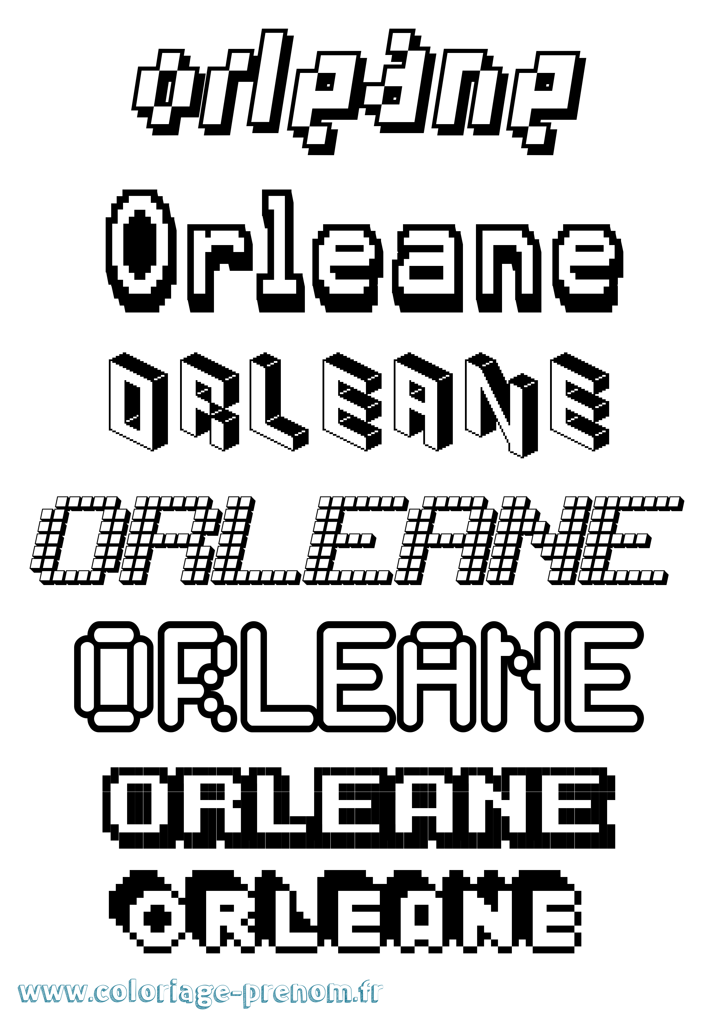 Coloriage prénom Orleane Pixel