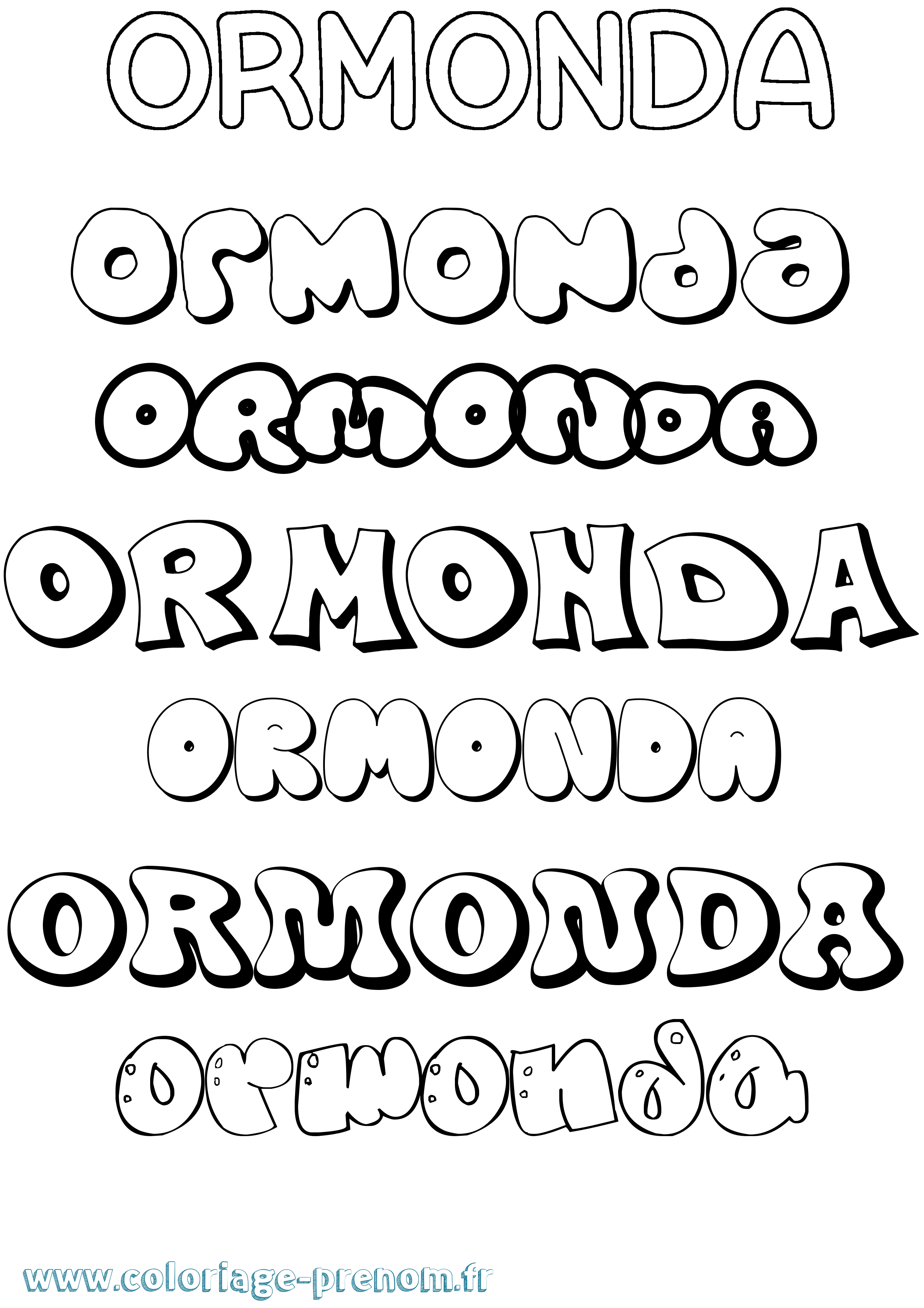 Coloriage prénom Ormonda Bubble