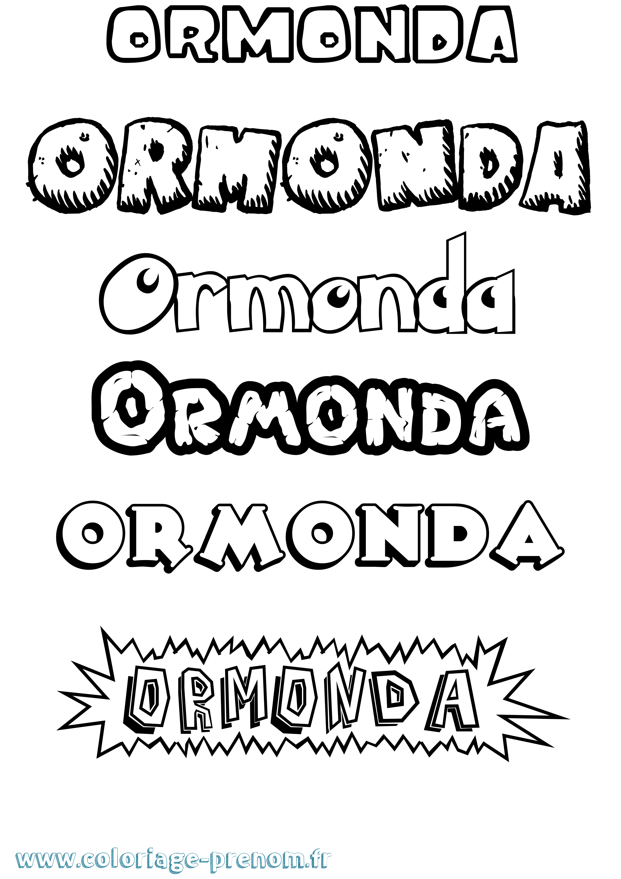 Coloriage prénom Ormonda Dessin Animé