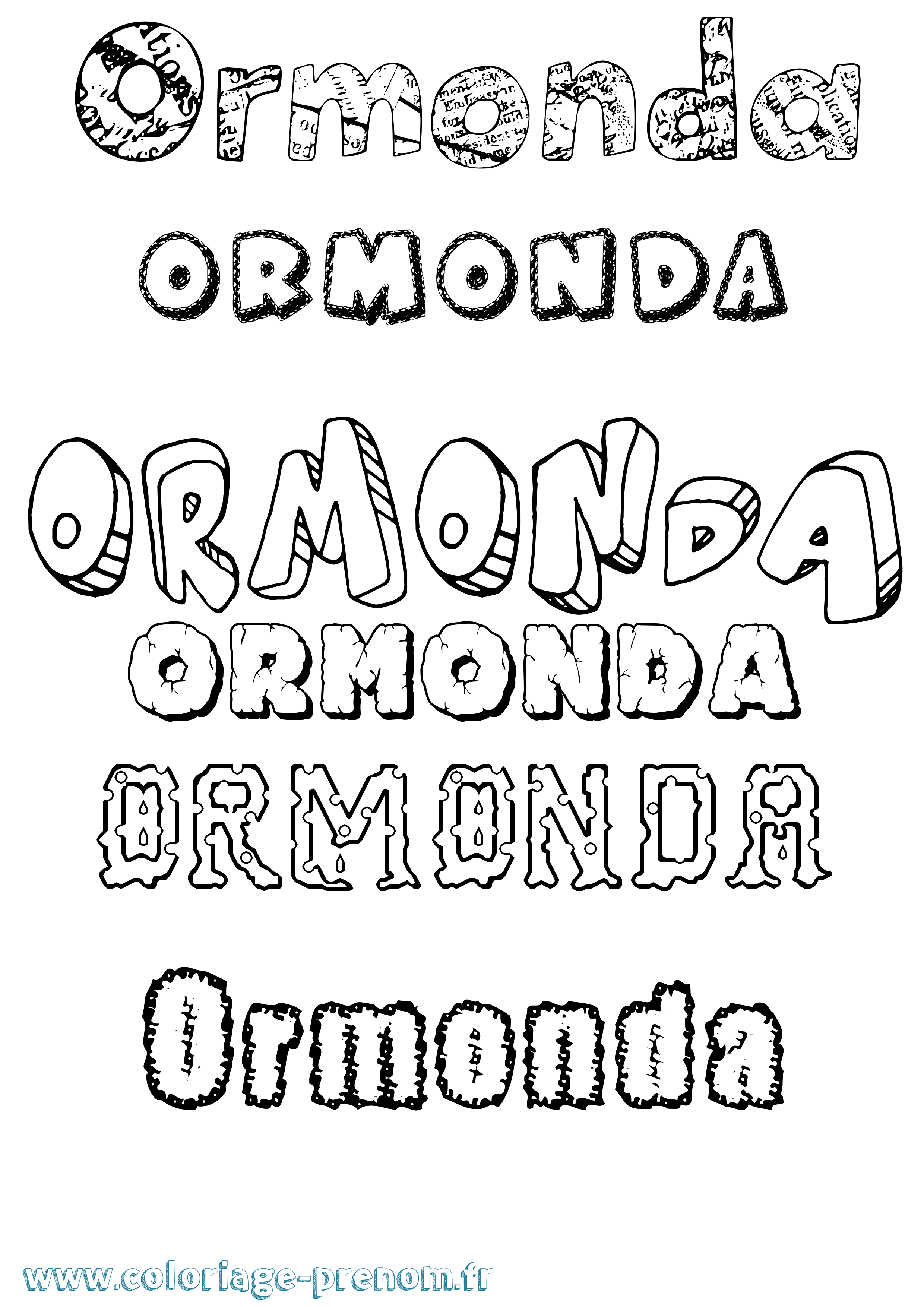 Coloriage prénom Ormonda Destructuré