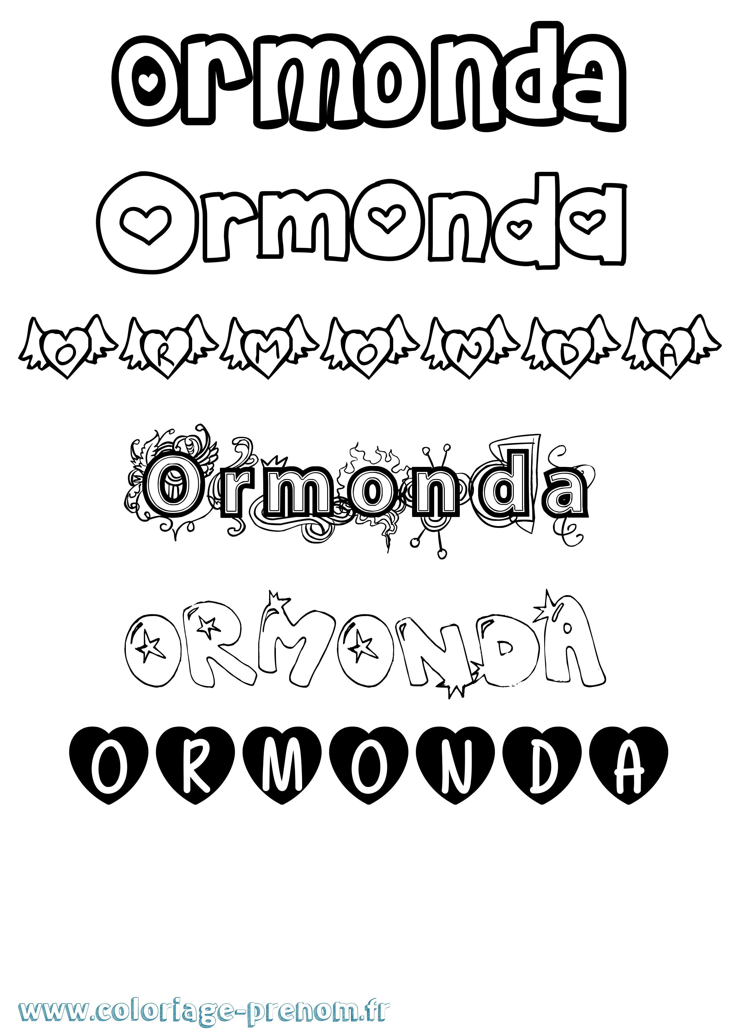 Coloriage prénom Ormonda Girly