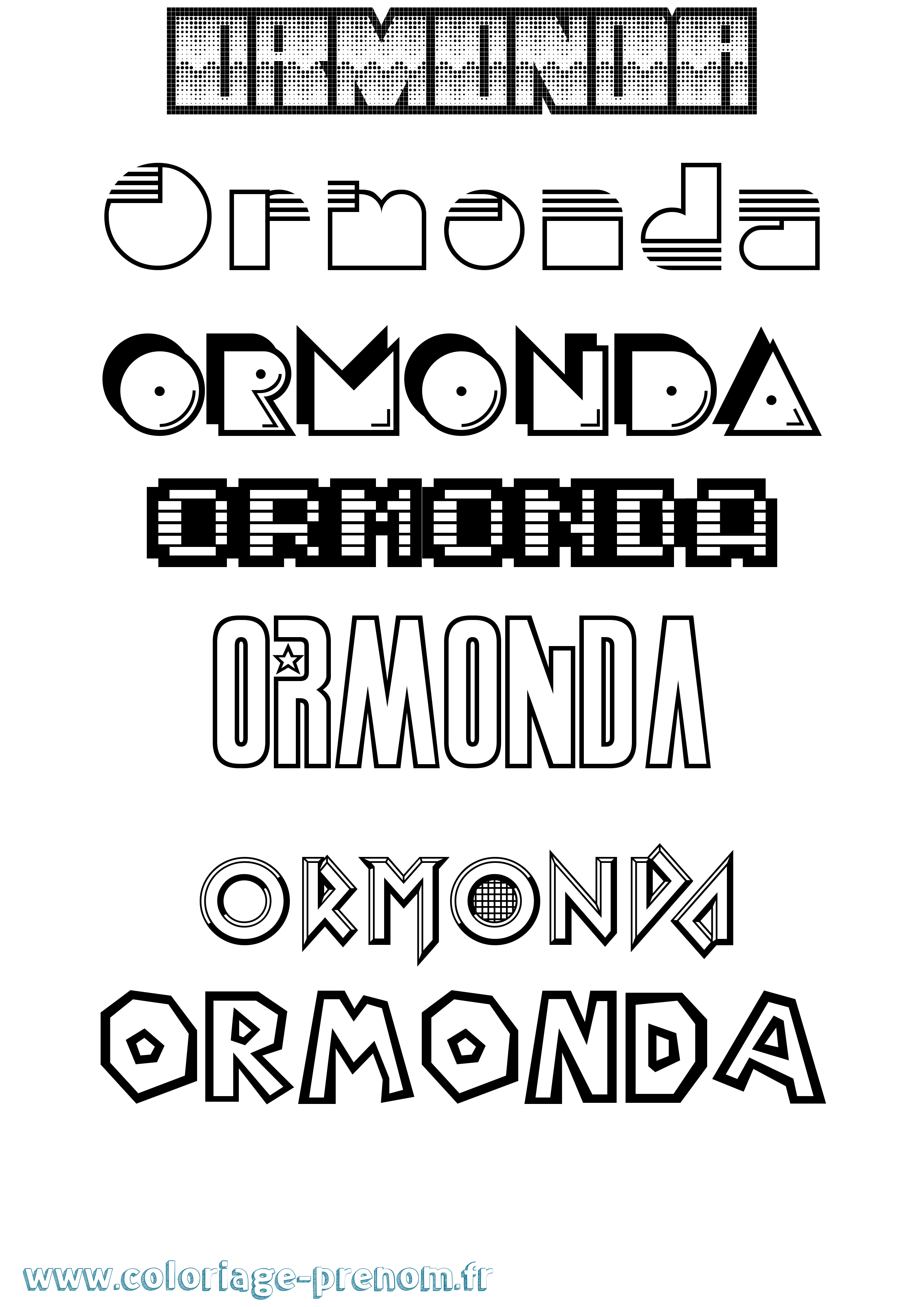 Coloriage prénom Ormonda Jeux Vidéos