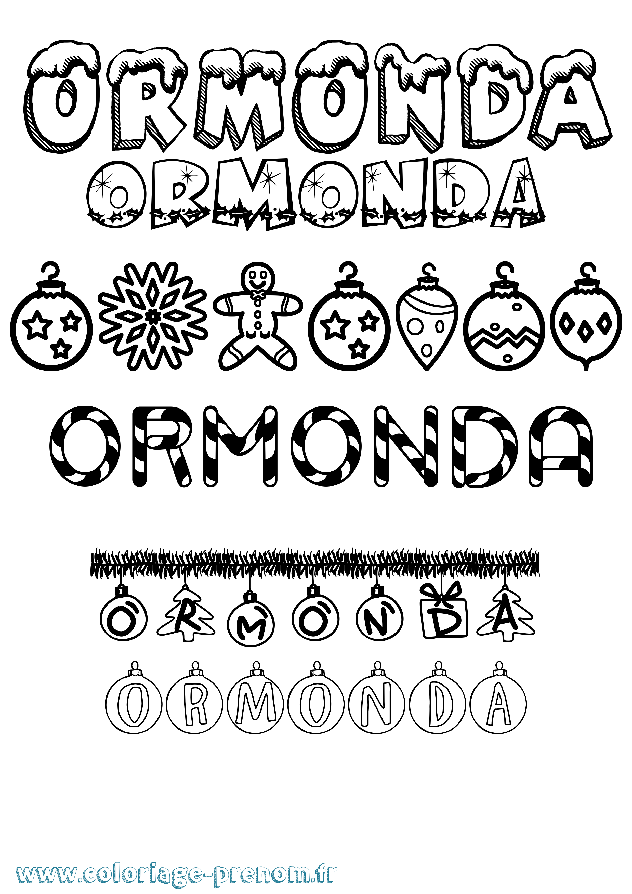 Coloriage prénom Ormonda Noël