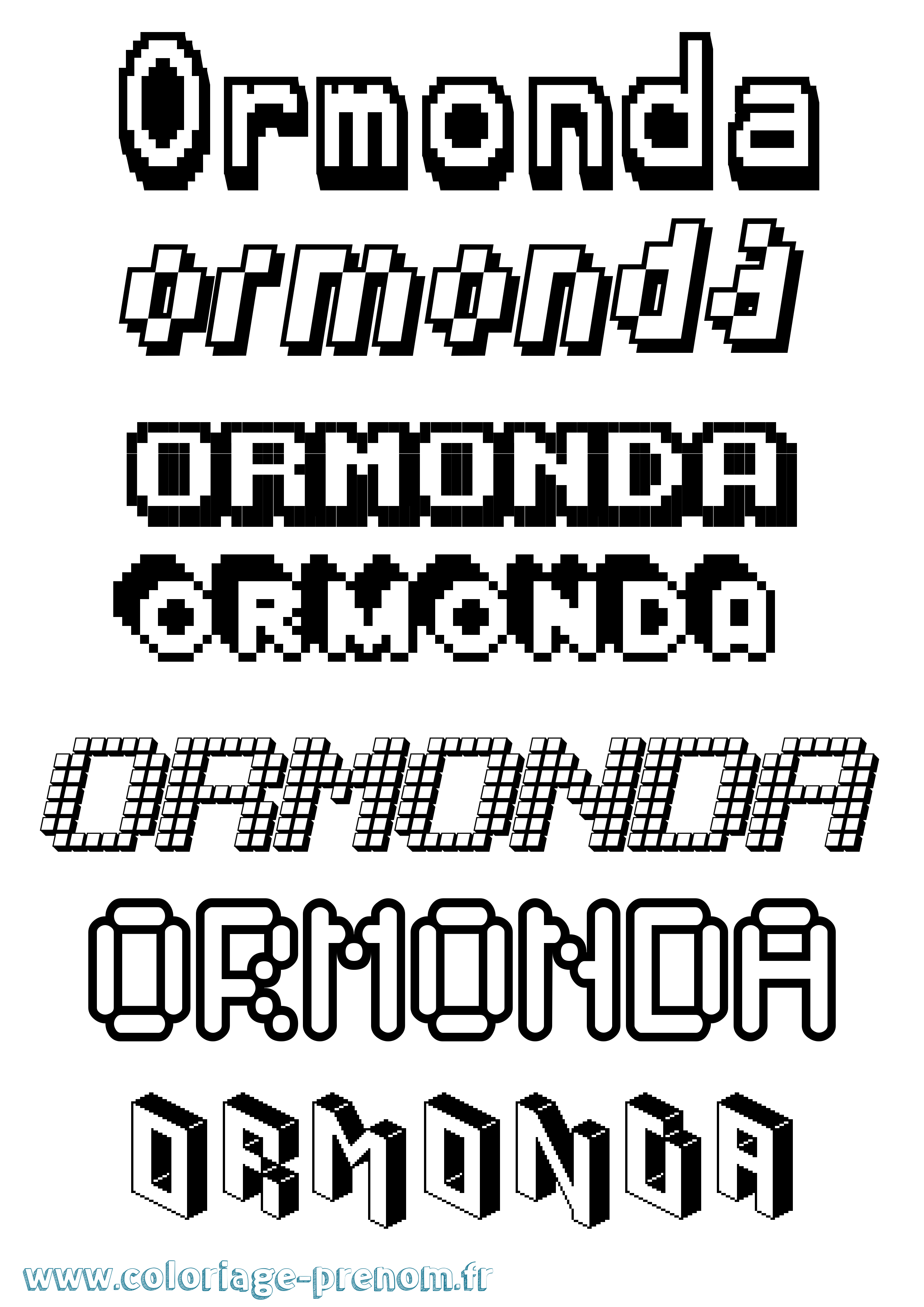 Coloriage prénom Ormonda Pixel