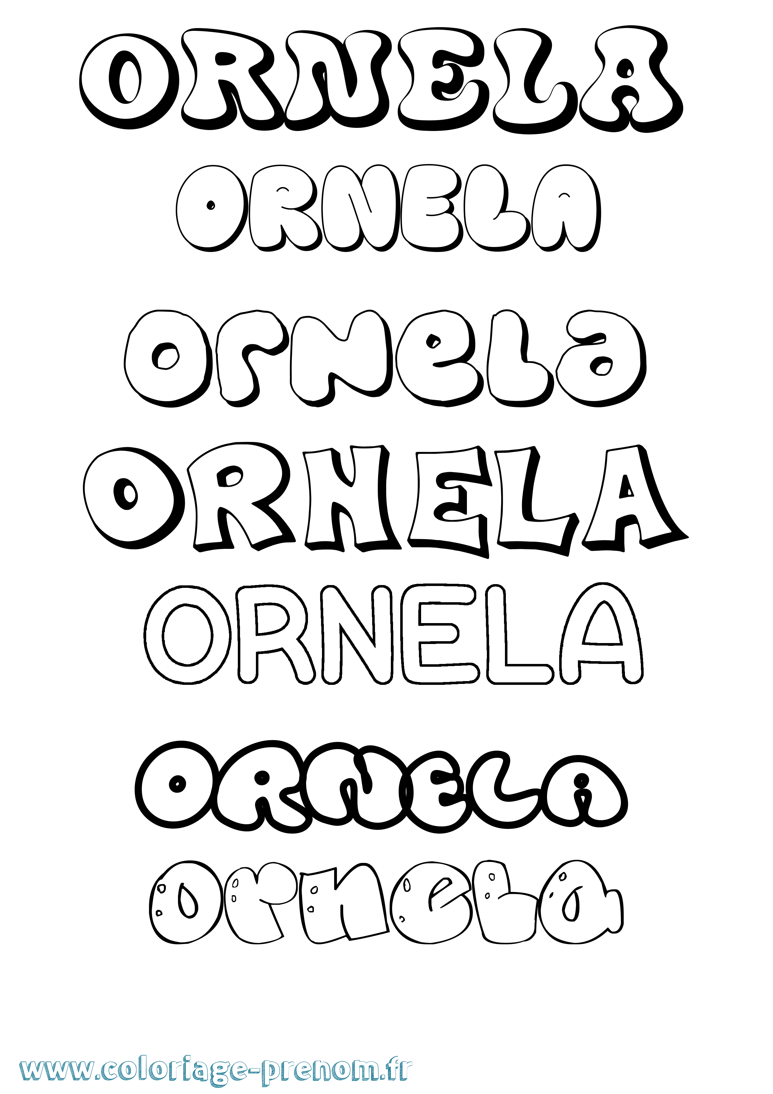 Coloriage prénom Ornela Bubble