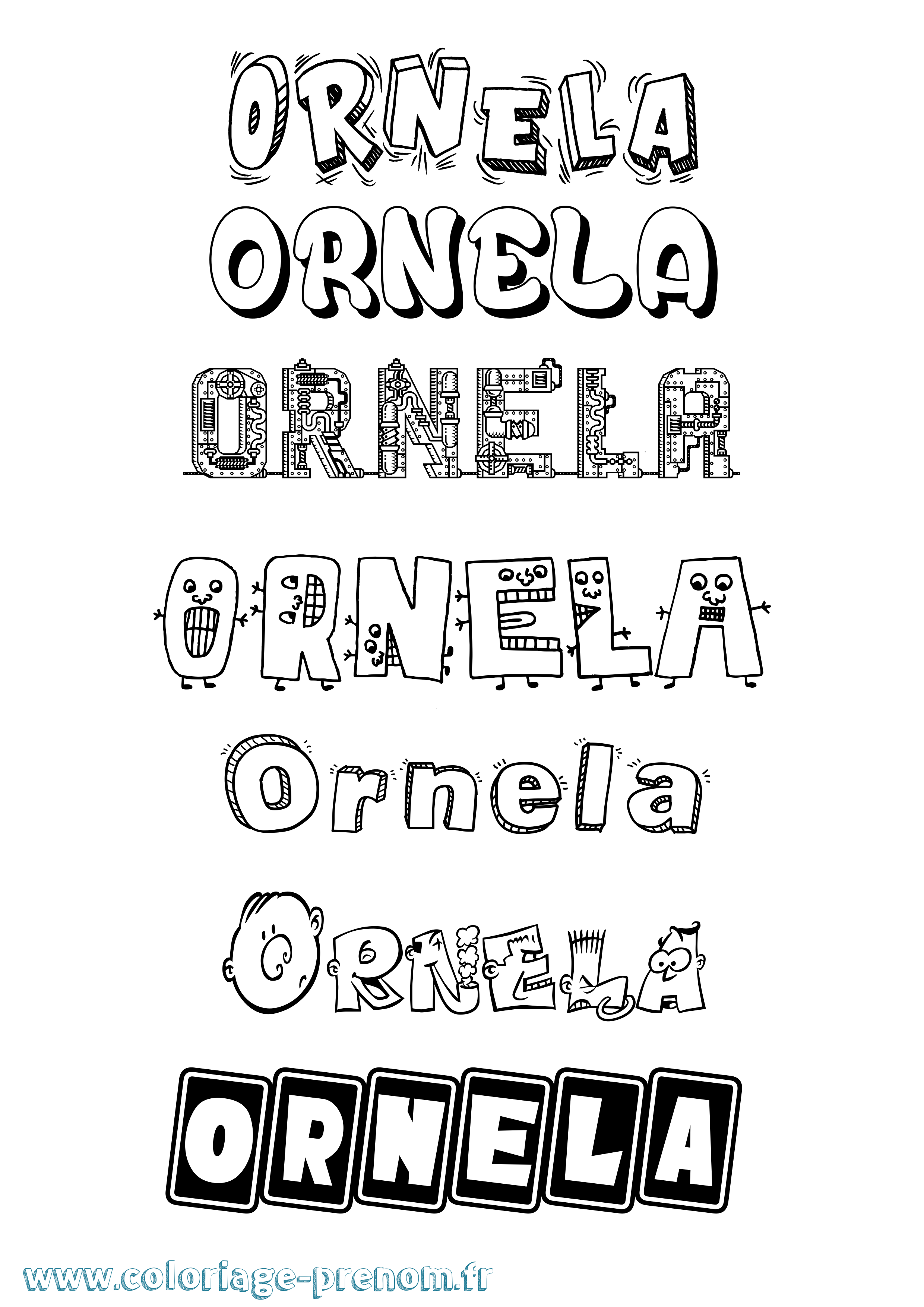 Coloriage prénom Ornela Fun
