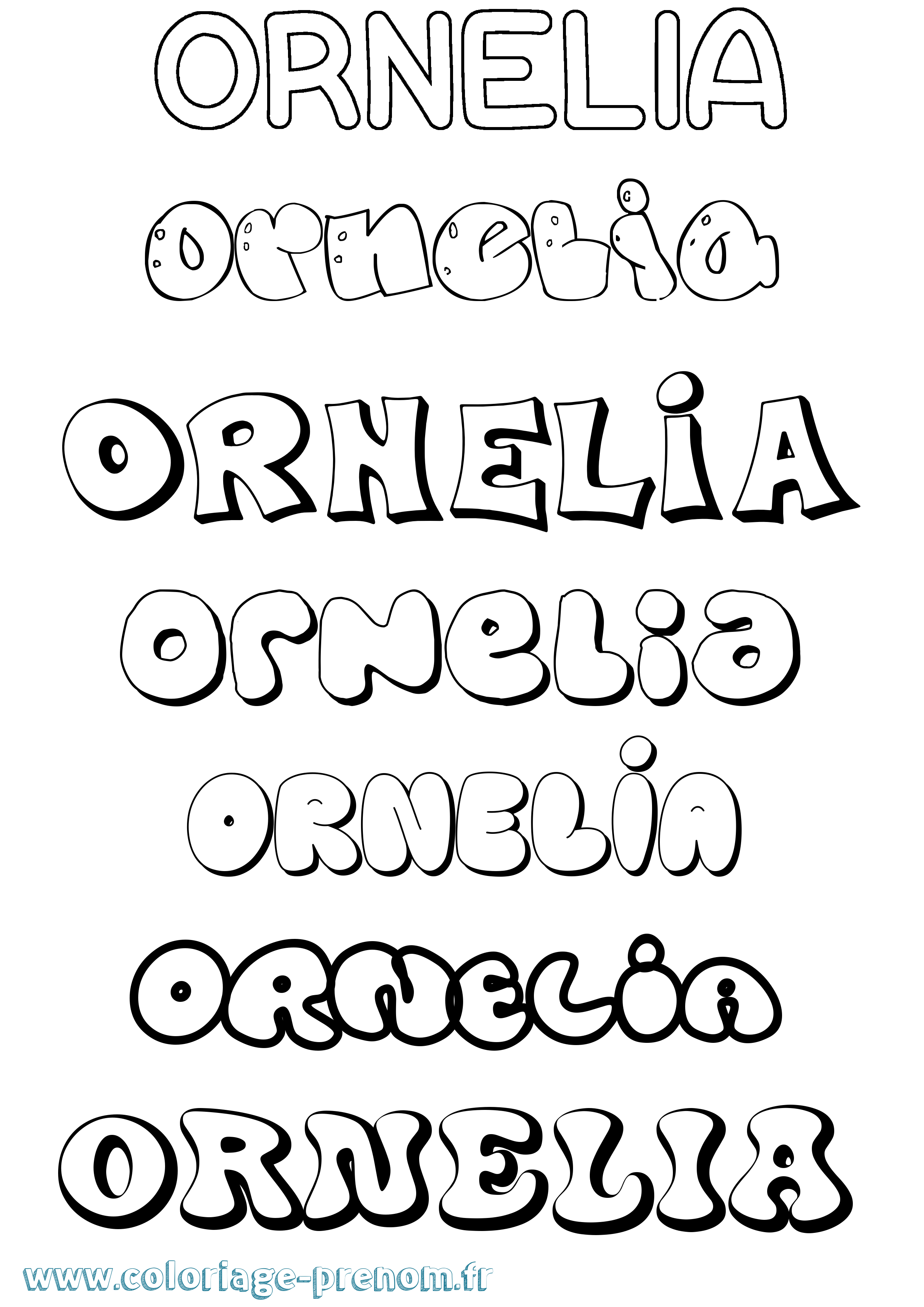 Coloriage prénom Ornelia Bubble