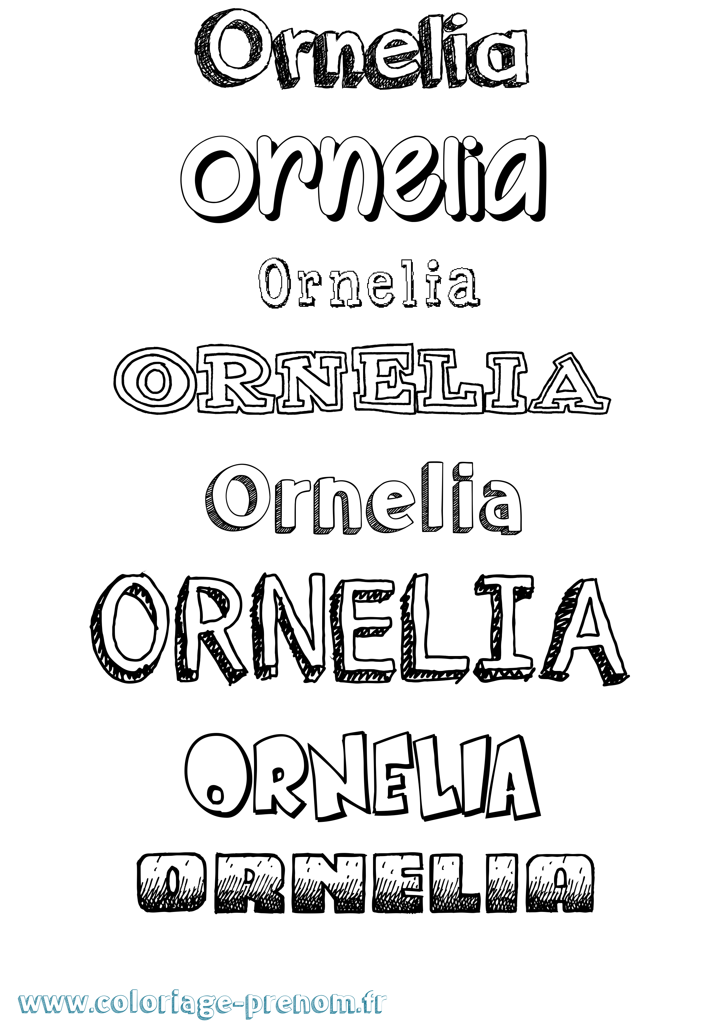 Coloriage prénom Ornelia Dessiné