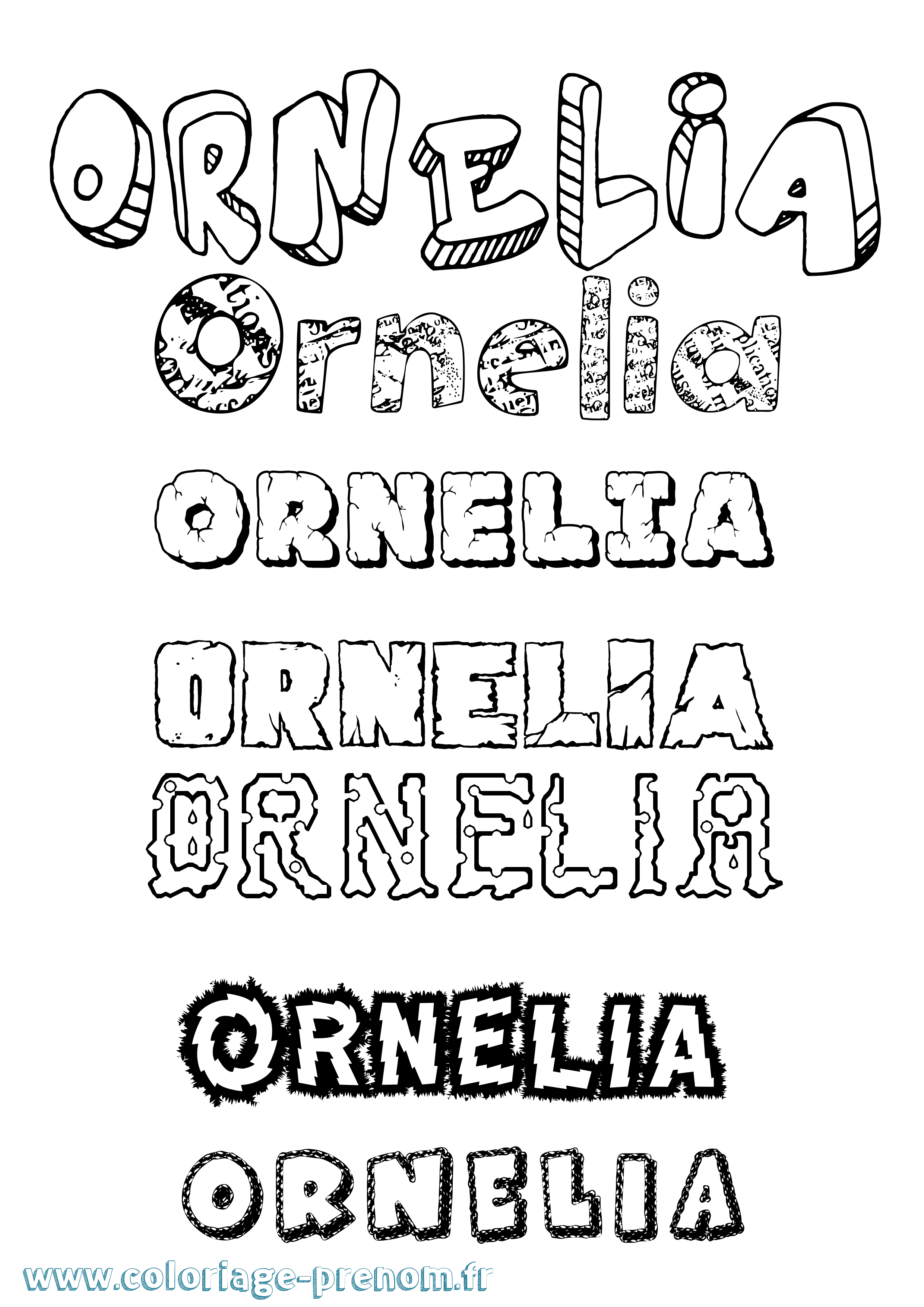 Coloriage prénom Ornelia Destructuré