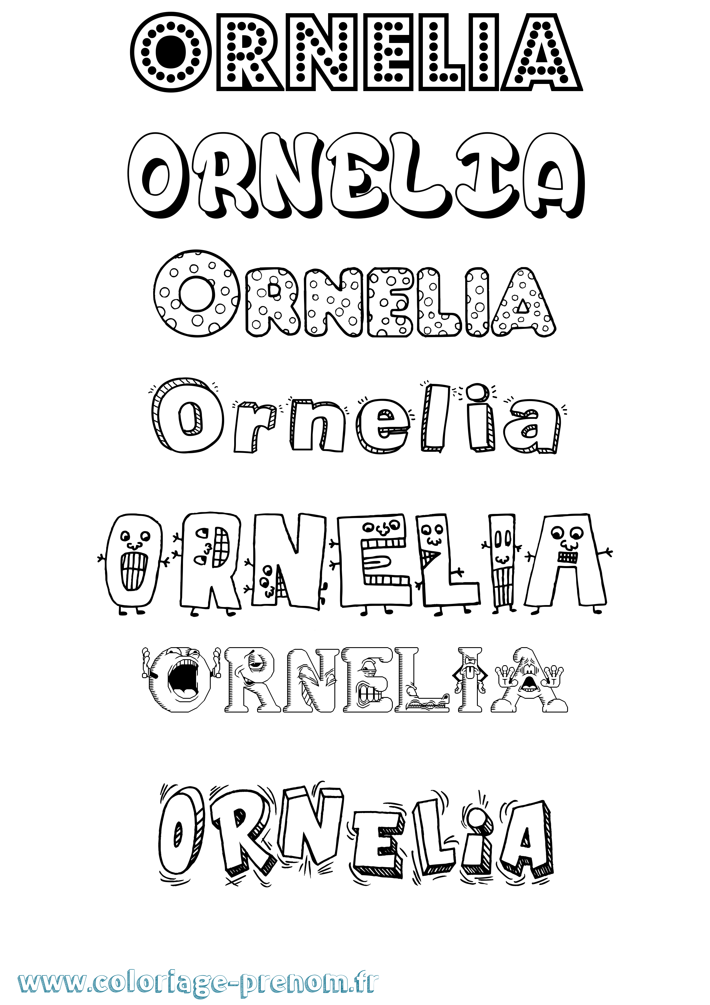 Coloriage prénom Ornelia Fun
