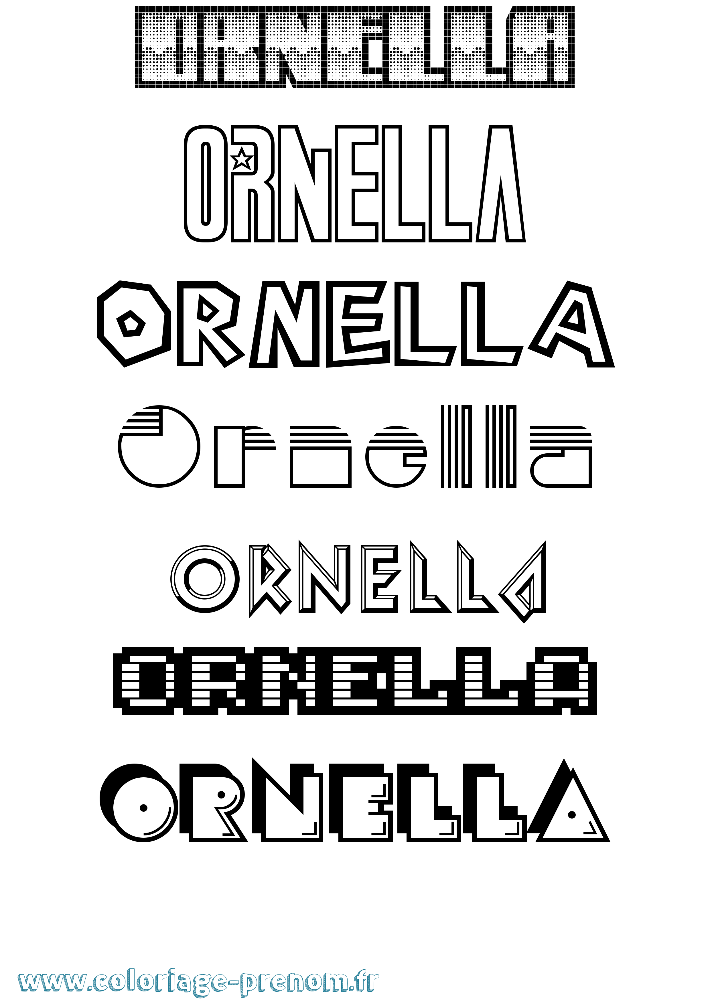 Coloriage prénom Ornella