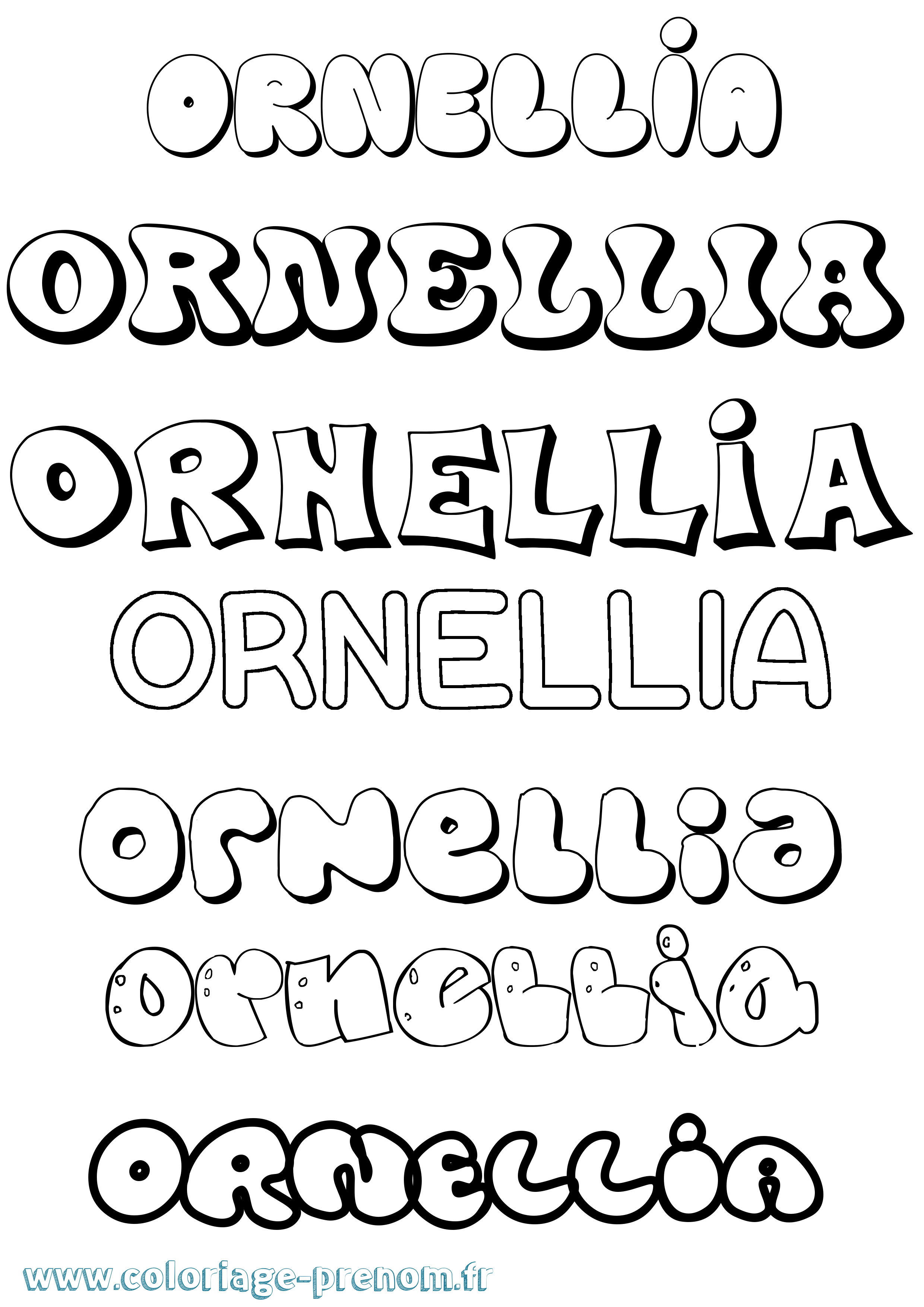 Coloriage Ornellia Bubble Coloriage prénom Ornellia Bubble