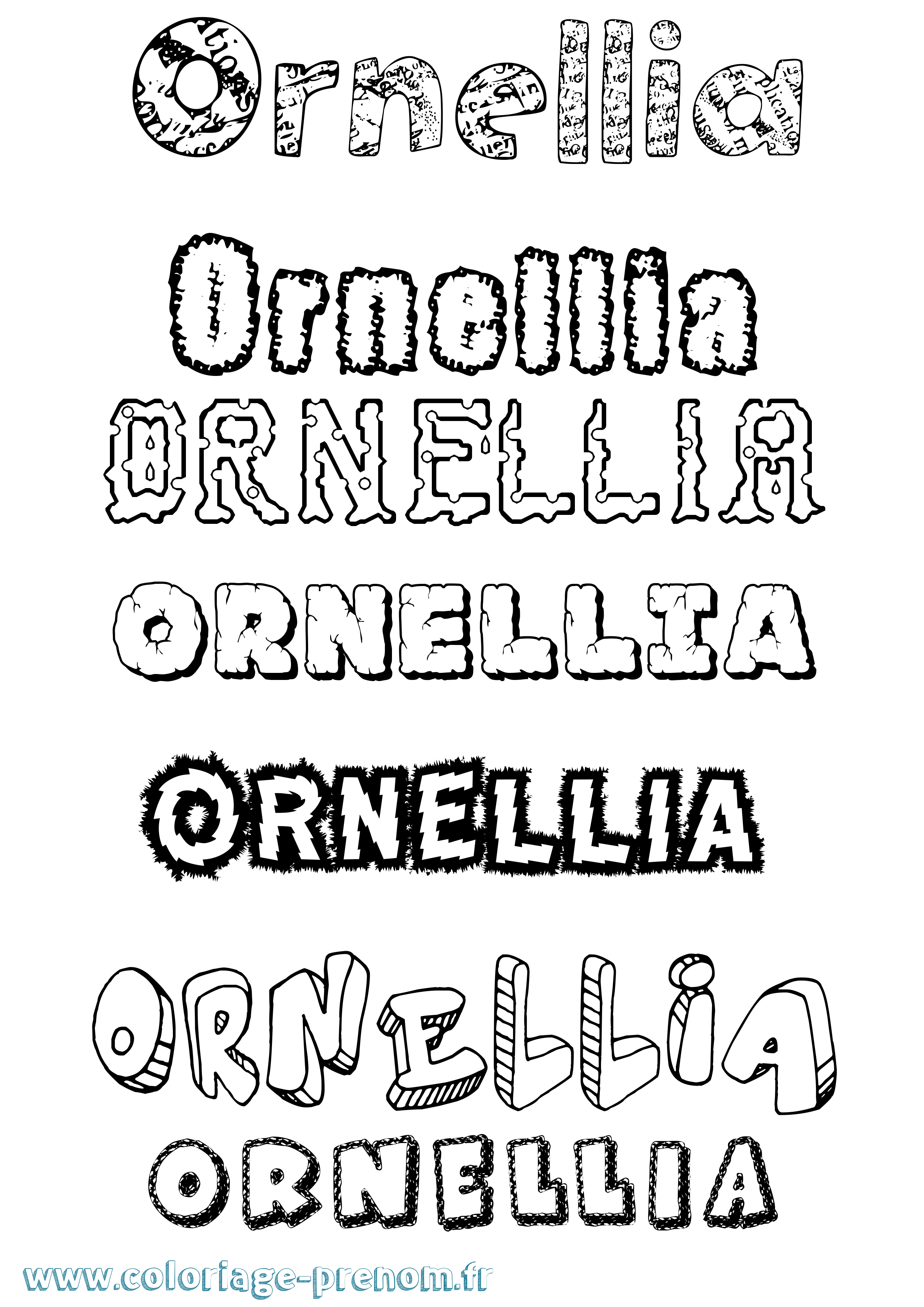 Coloriage Ornellia Destructuré Coloriage prénom Ornellia Destructuré