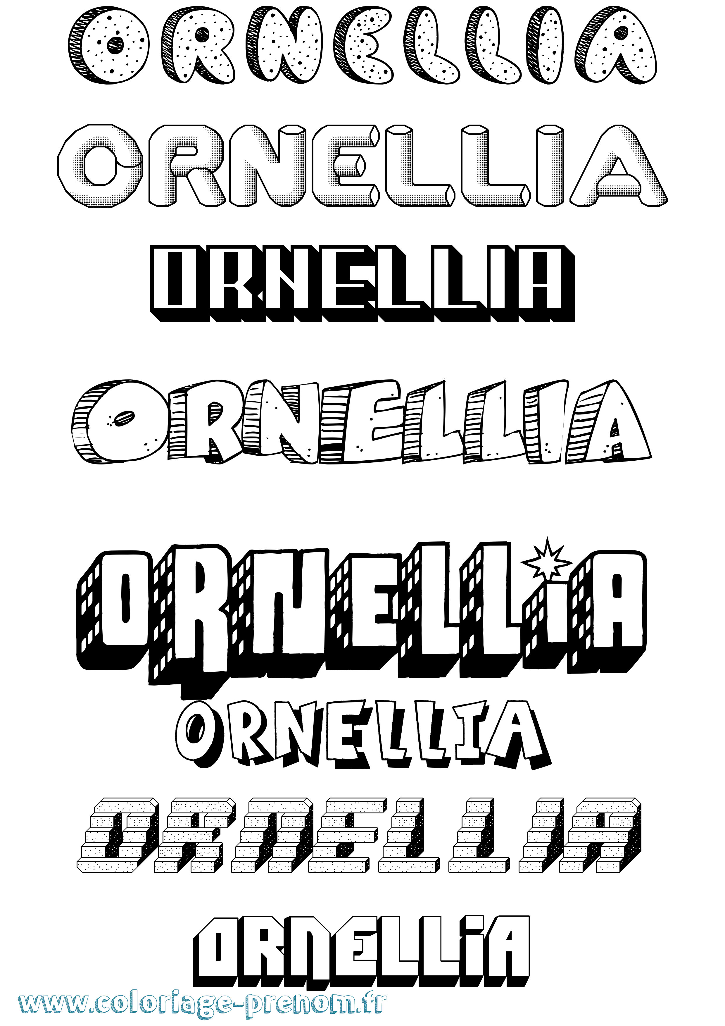Coloriage Ornellia Effet 3D Coloriage prénom Ornellia Effet 3D