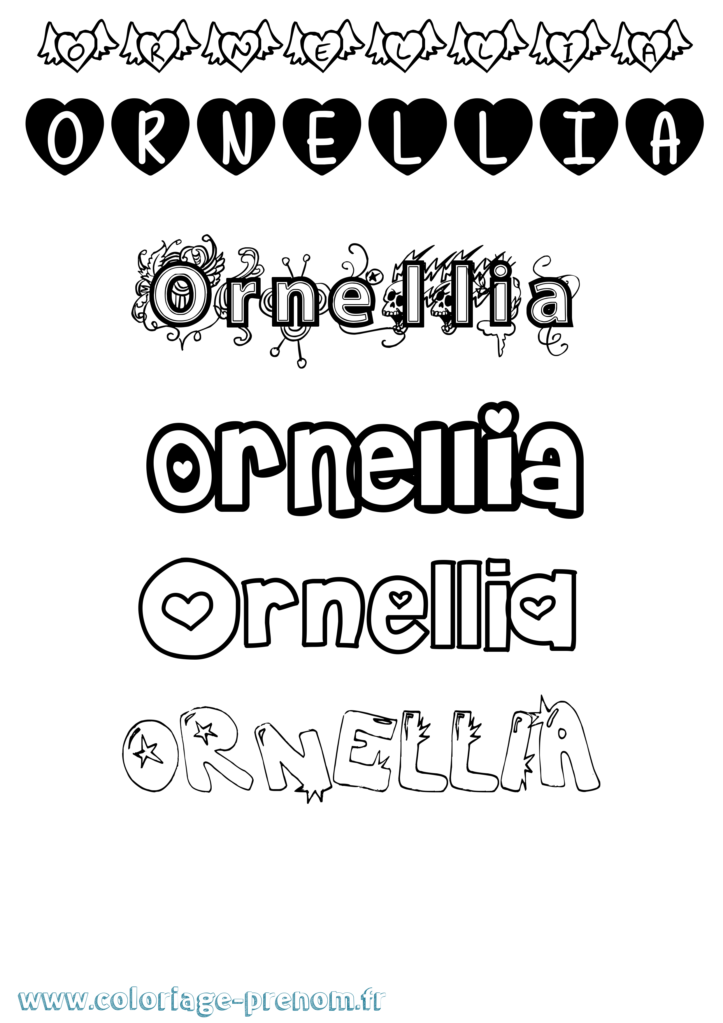 Coloriage Ornellia Girly Coloriage prénom Ornellia Girly