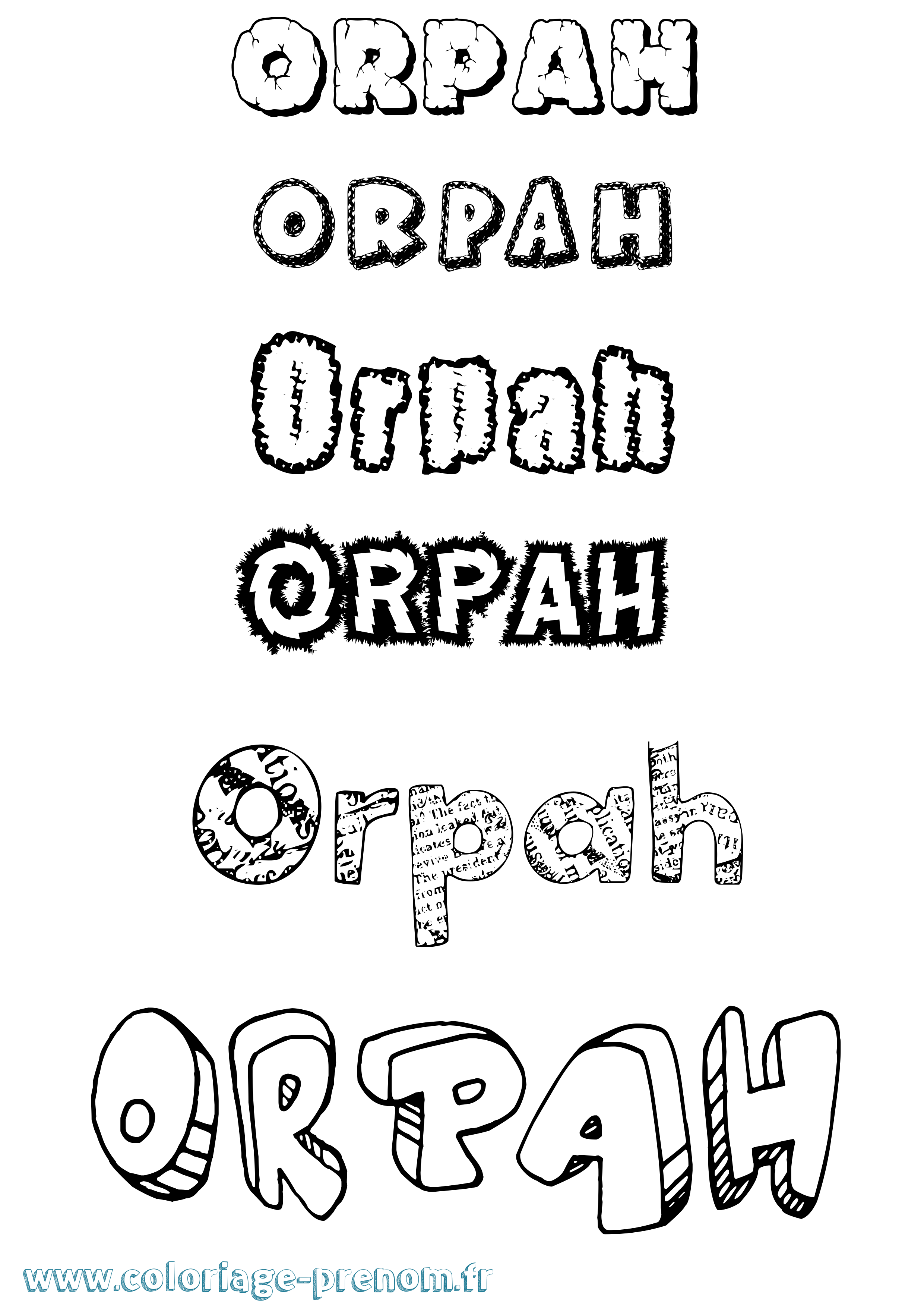 Coloriage prénom Orpah Destructuré