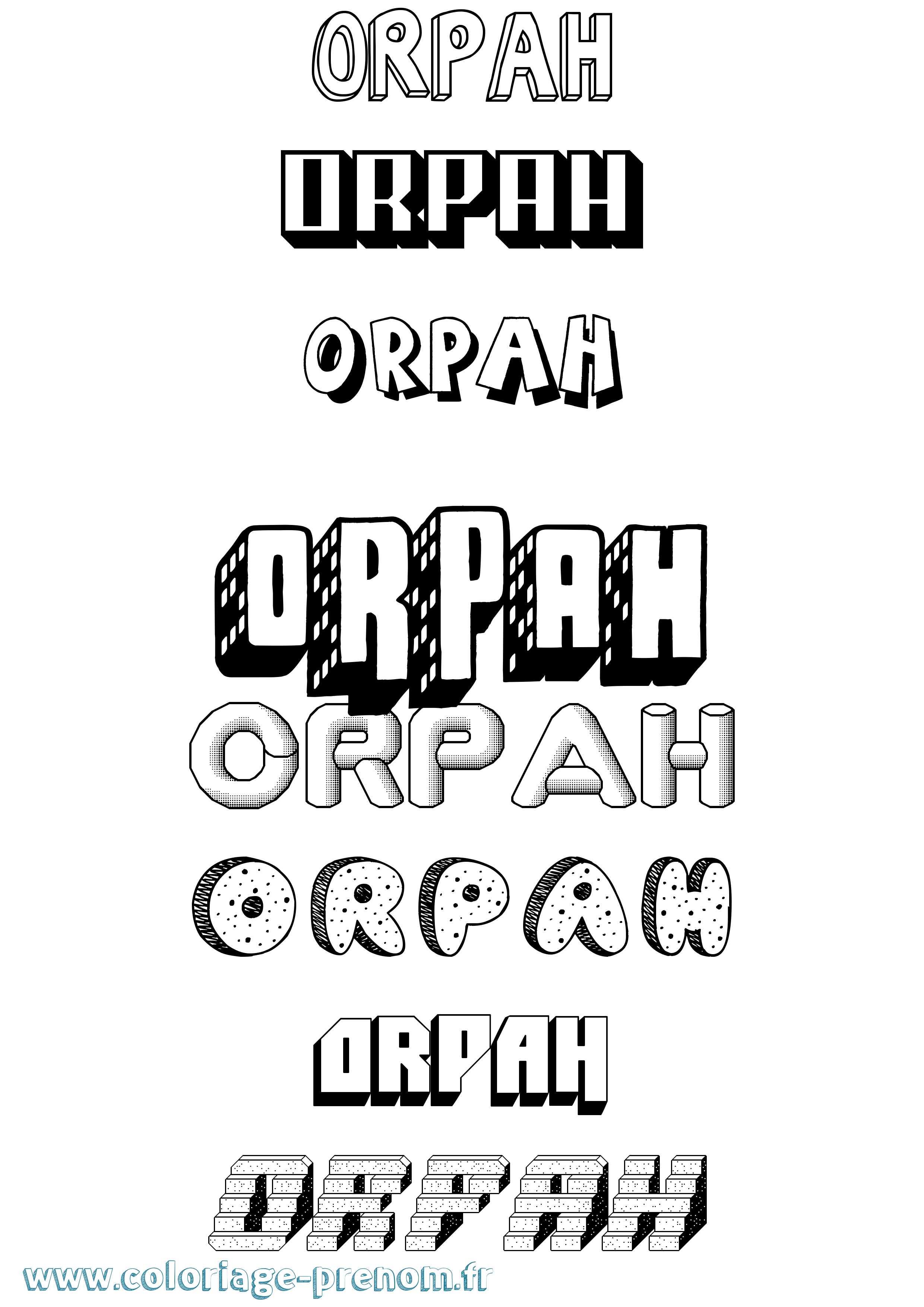 Coloriage prénom Orpah Effet 3D
