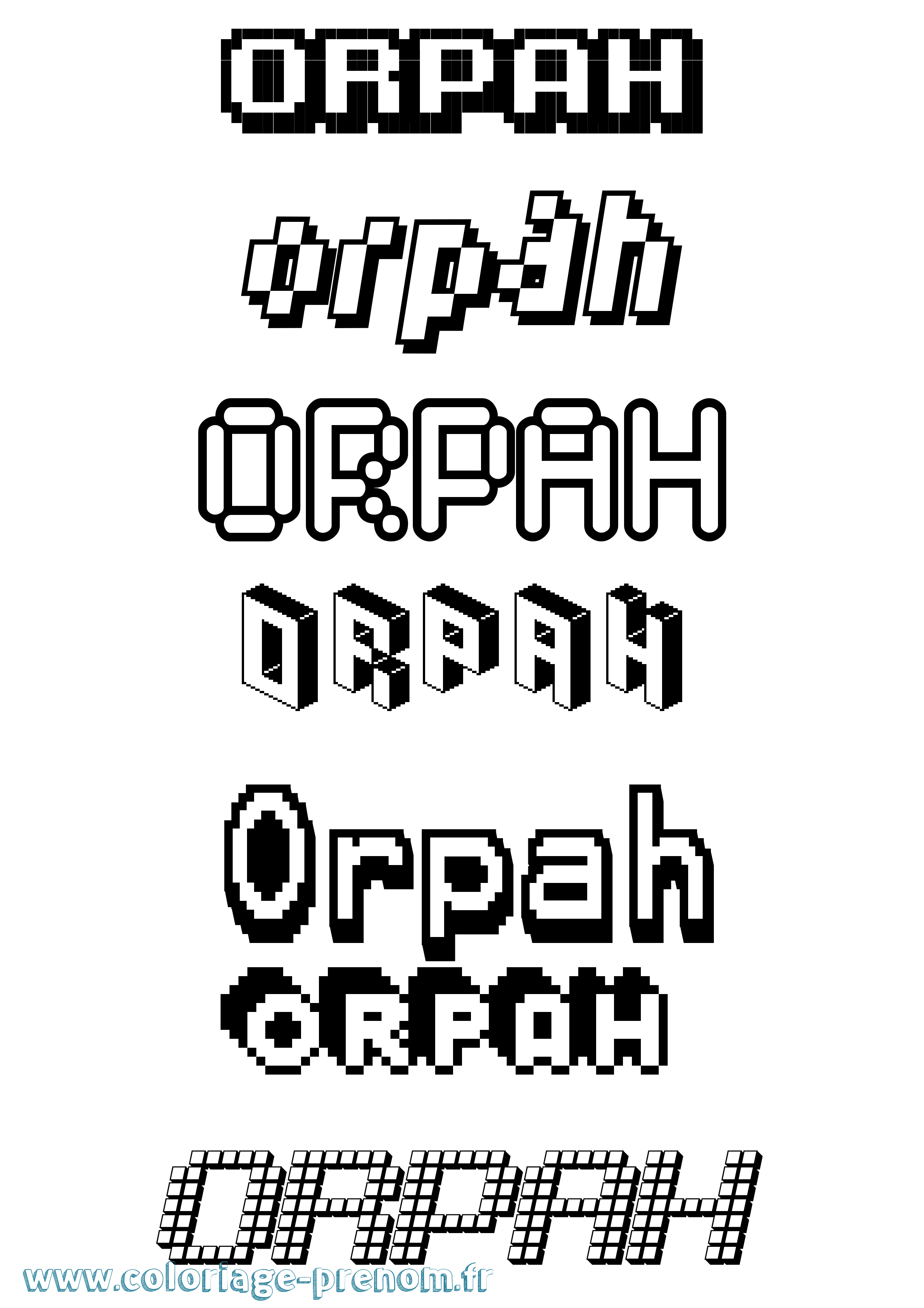 Coloriage prénom Orpah Pixel