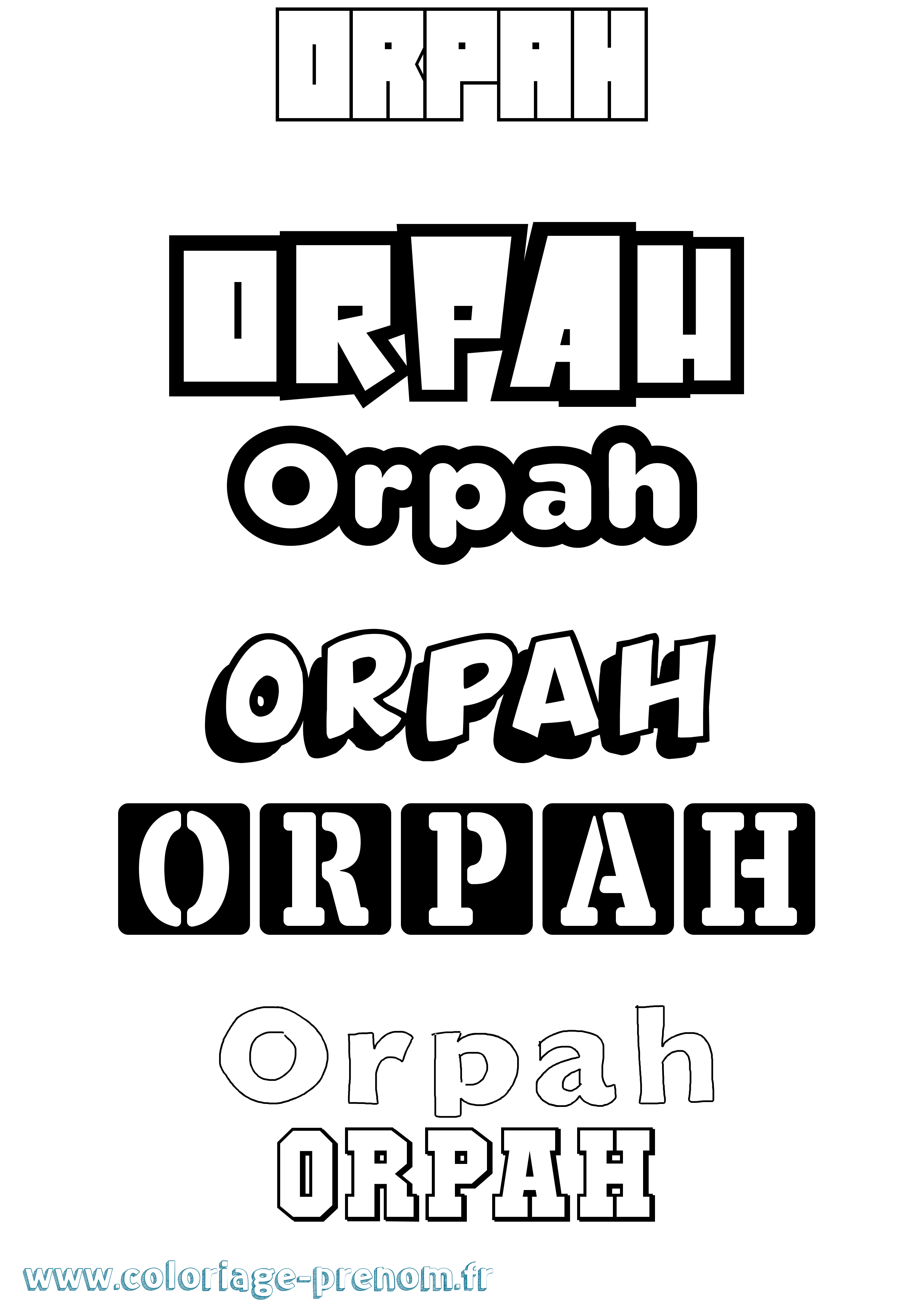 Coloriage prénom Orpah Simple