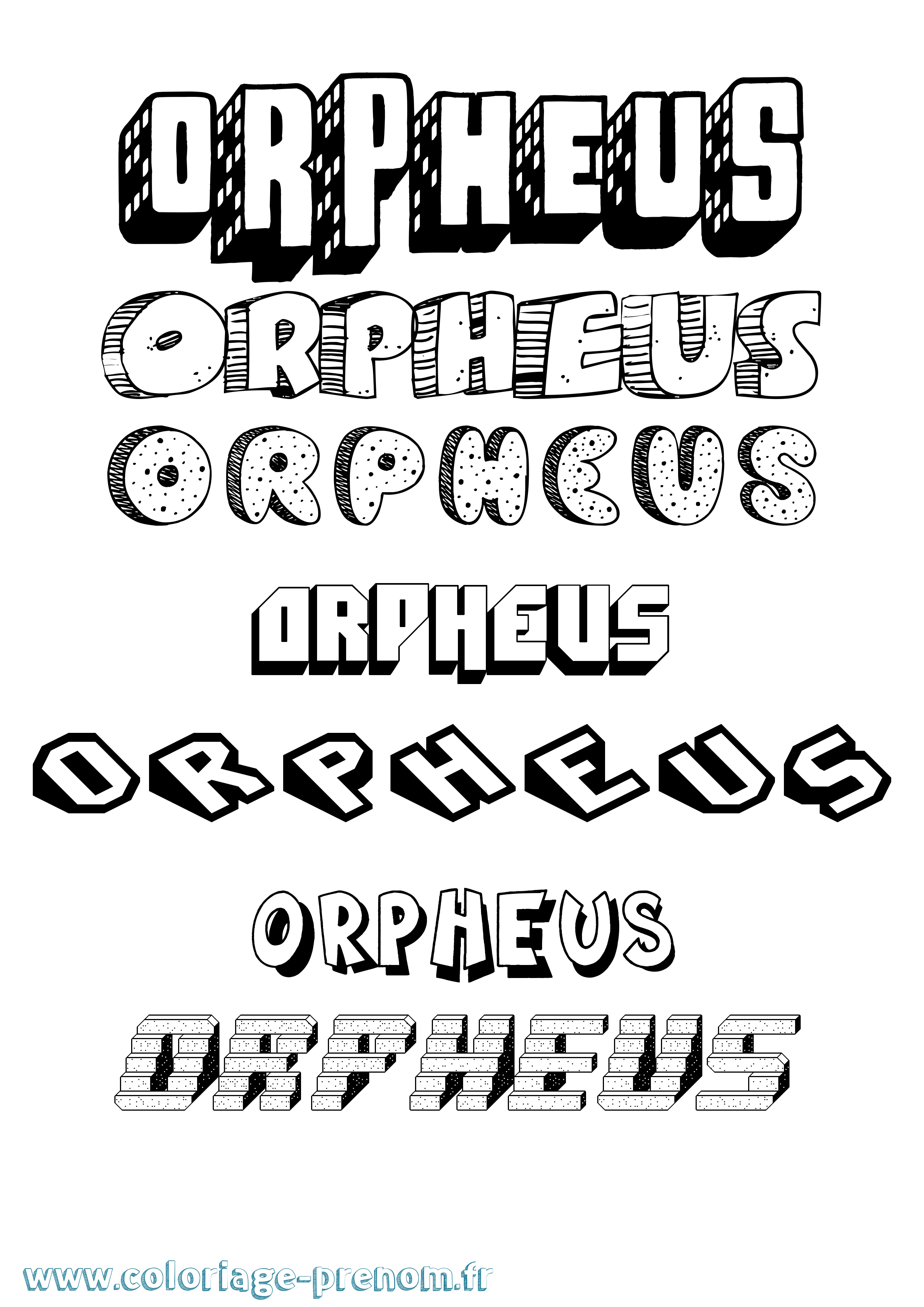 Coloriage Orpheus Effet 3D Coloriage prénom Orpheus Effet 3D
