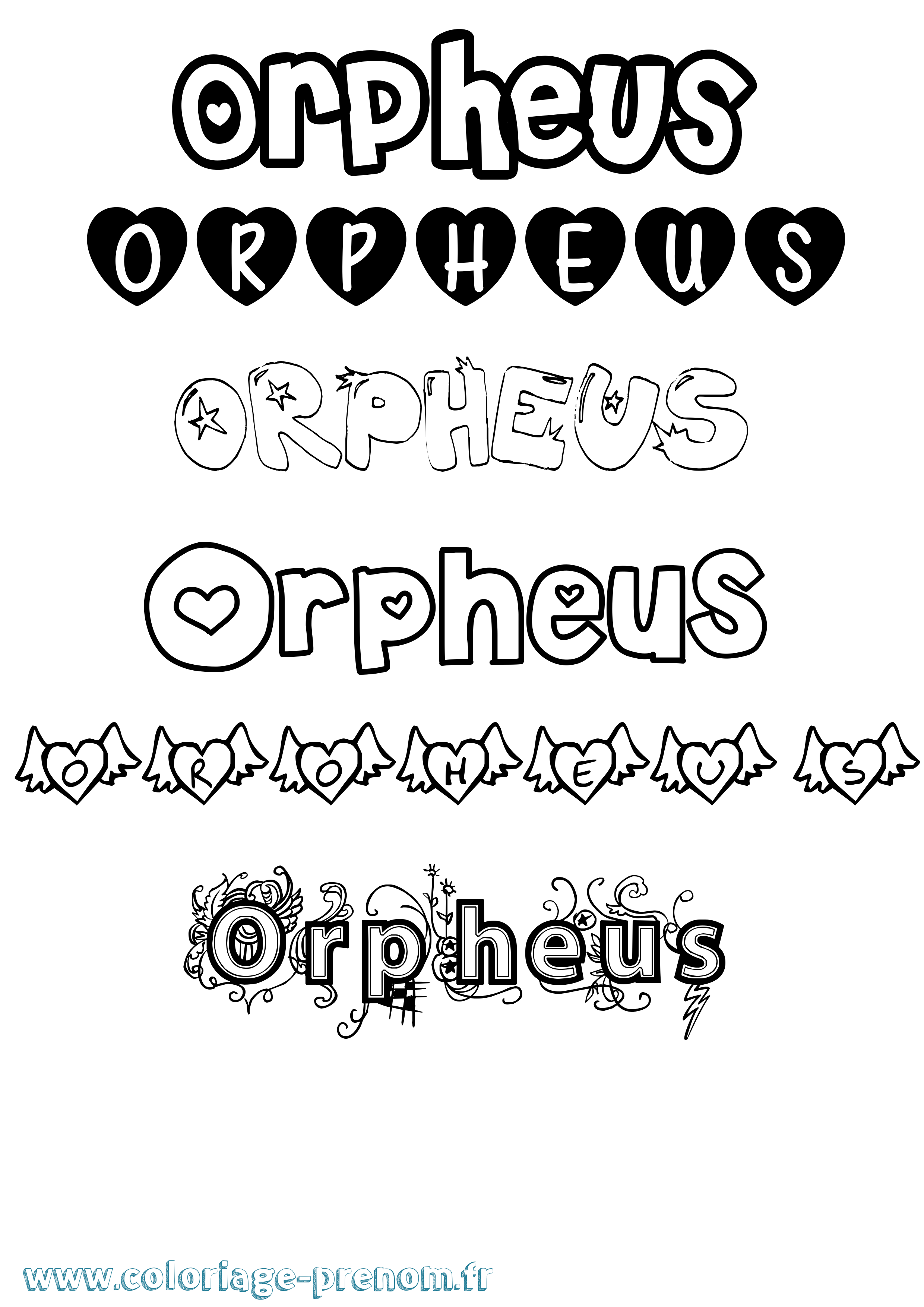 Coloriage Orpheus Girly Coloriage prénom Orpheus Girly