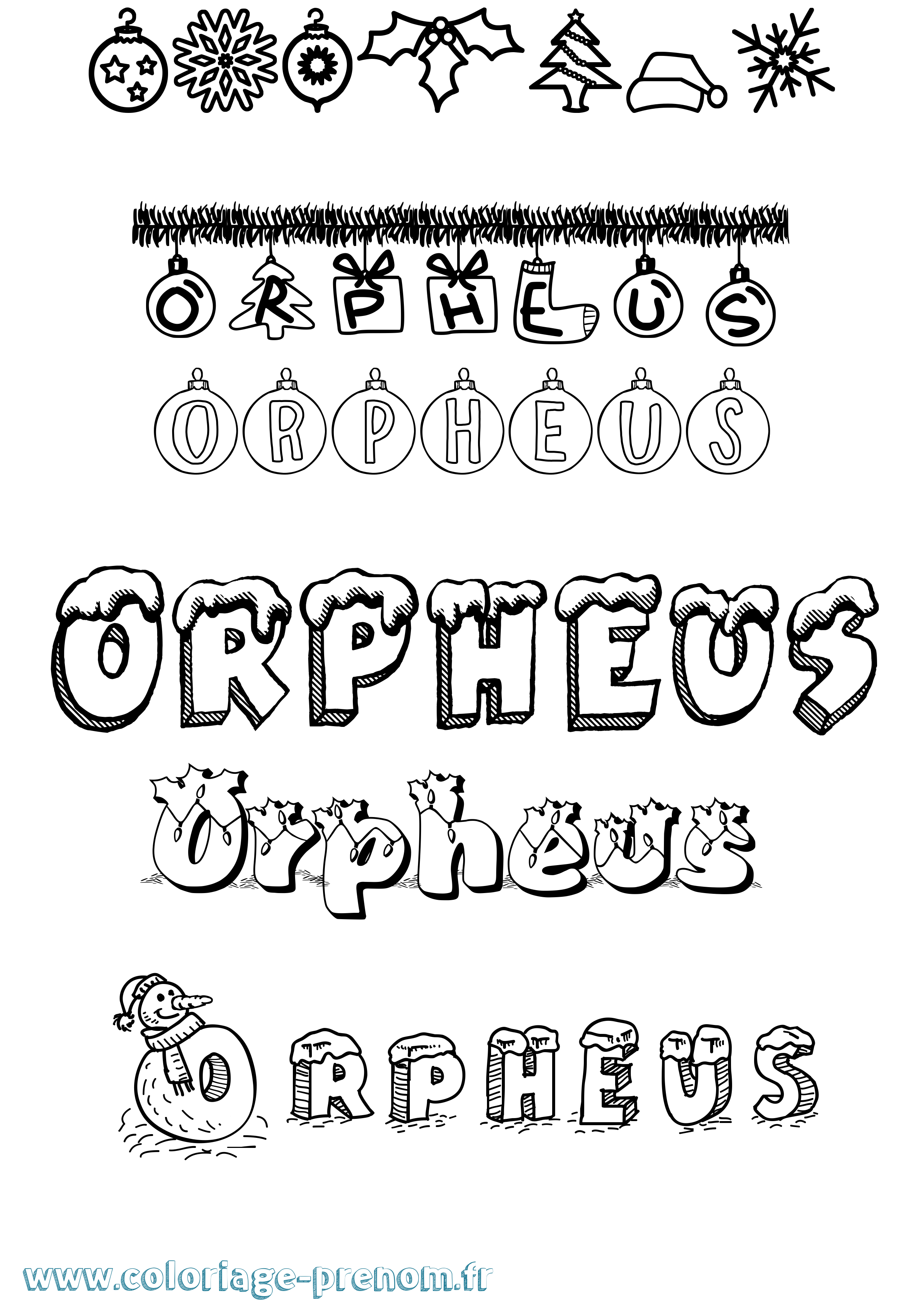Coloriage Orpheus Noël Coloriage prénom Orpheus Noël