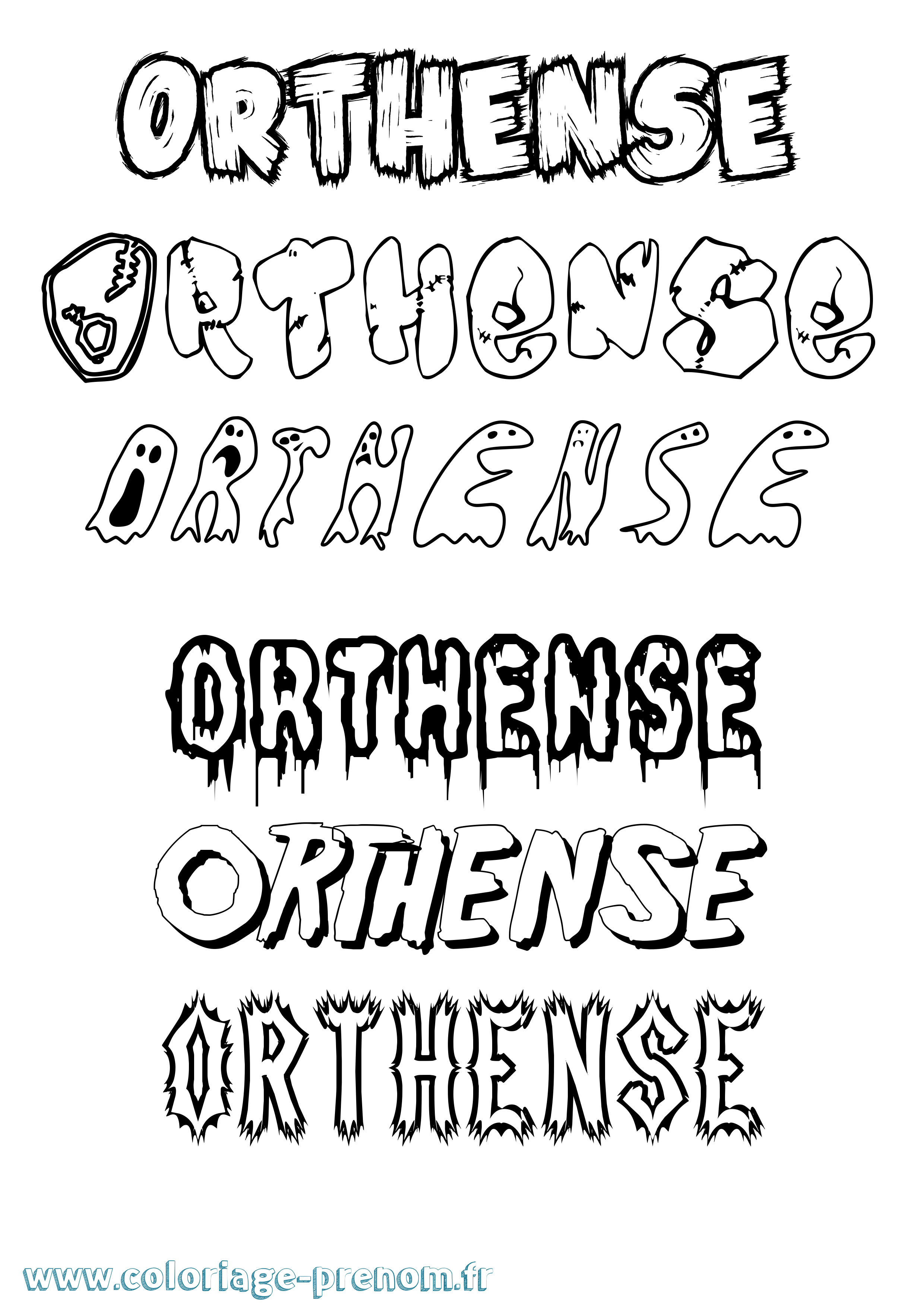 Coloriage prénom Orthense Frisson