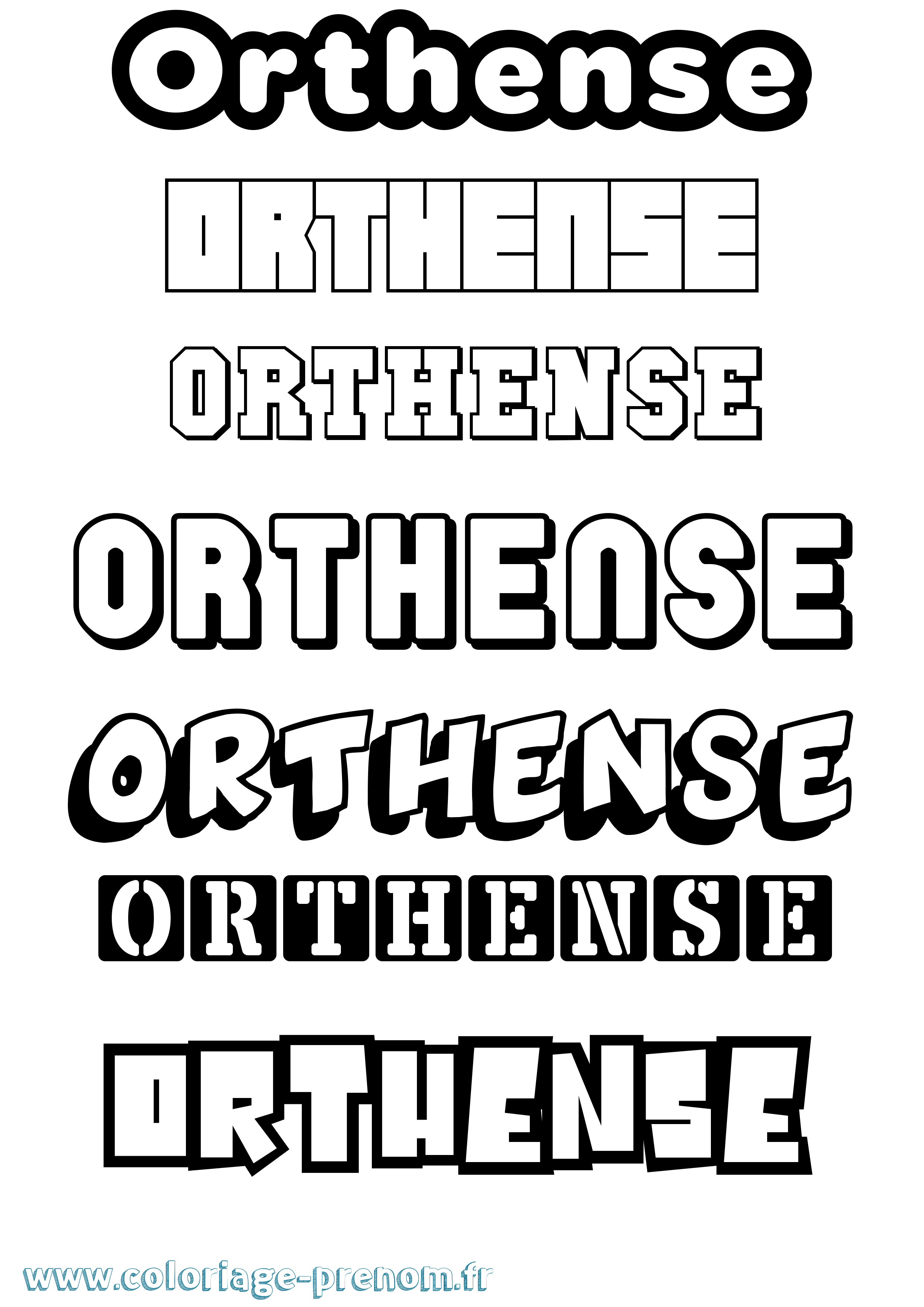 Coloriage prénom Orthense Simple