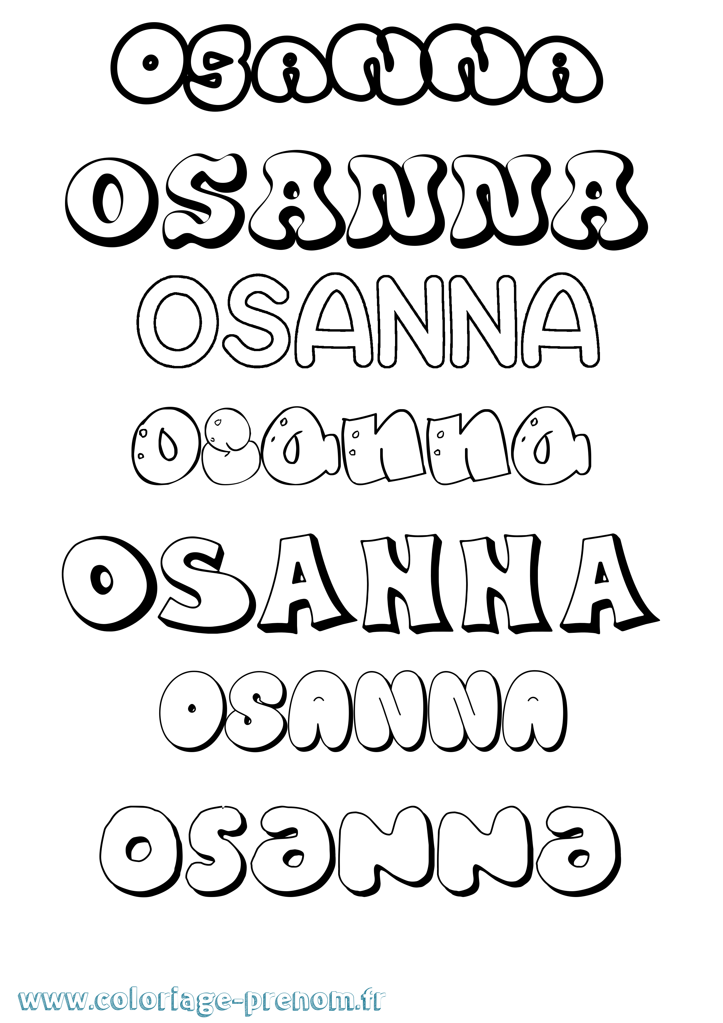 Coloriage prénom Osanna Bubble