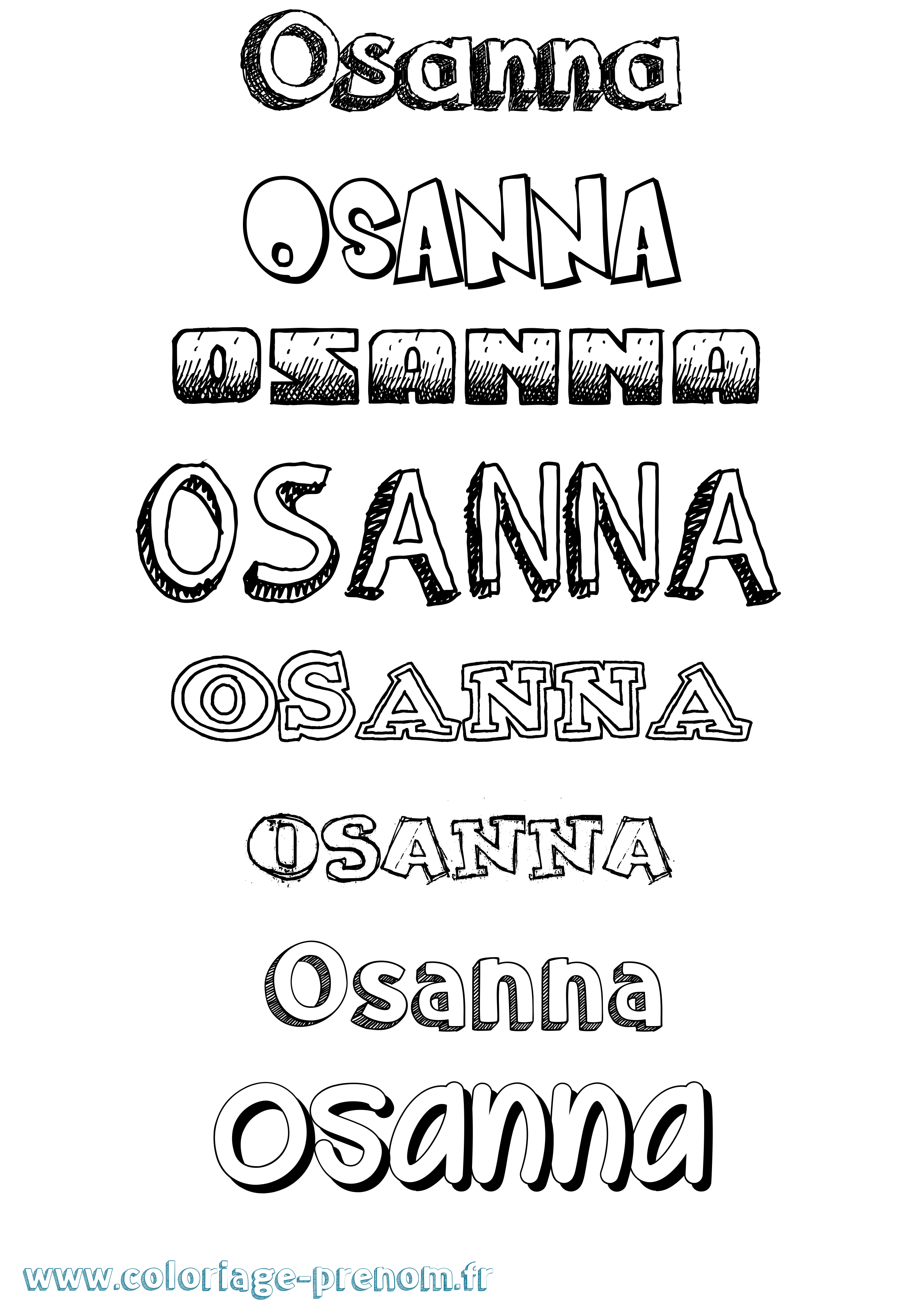 Coloriage prénom Osanna Dessiné