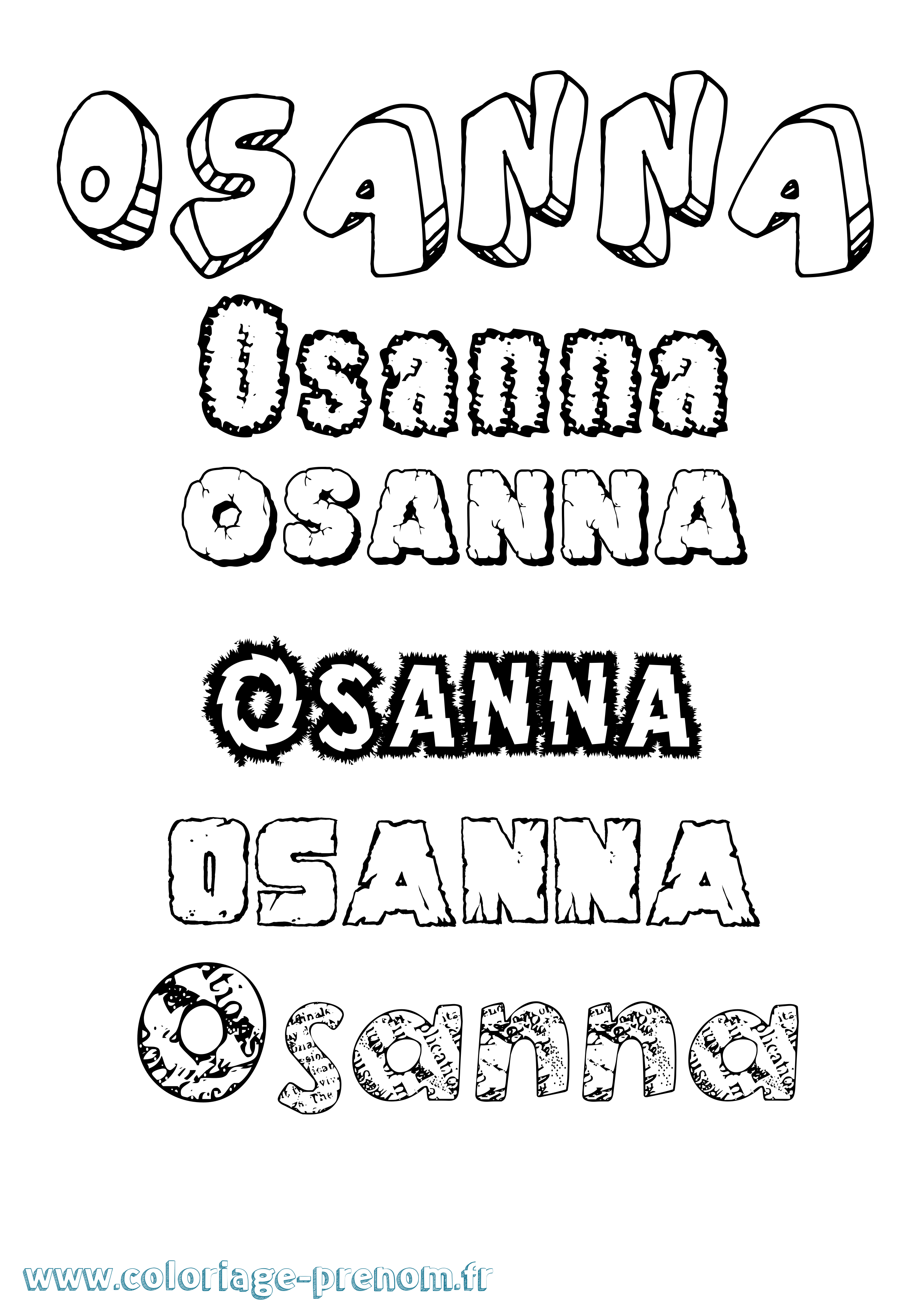 Coloriage prénom Osanna Destructuré