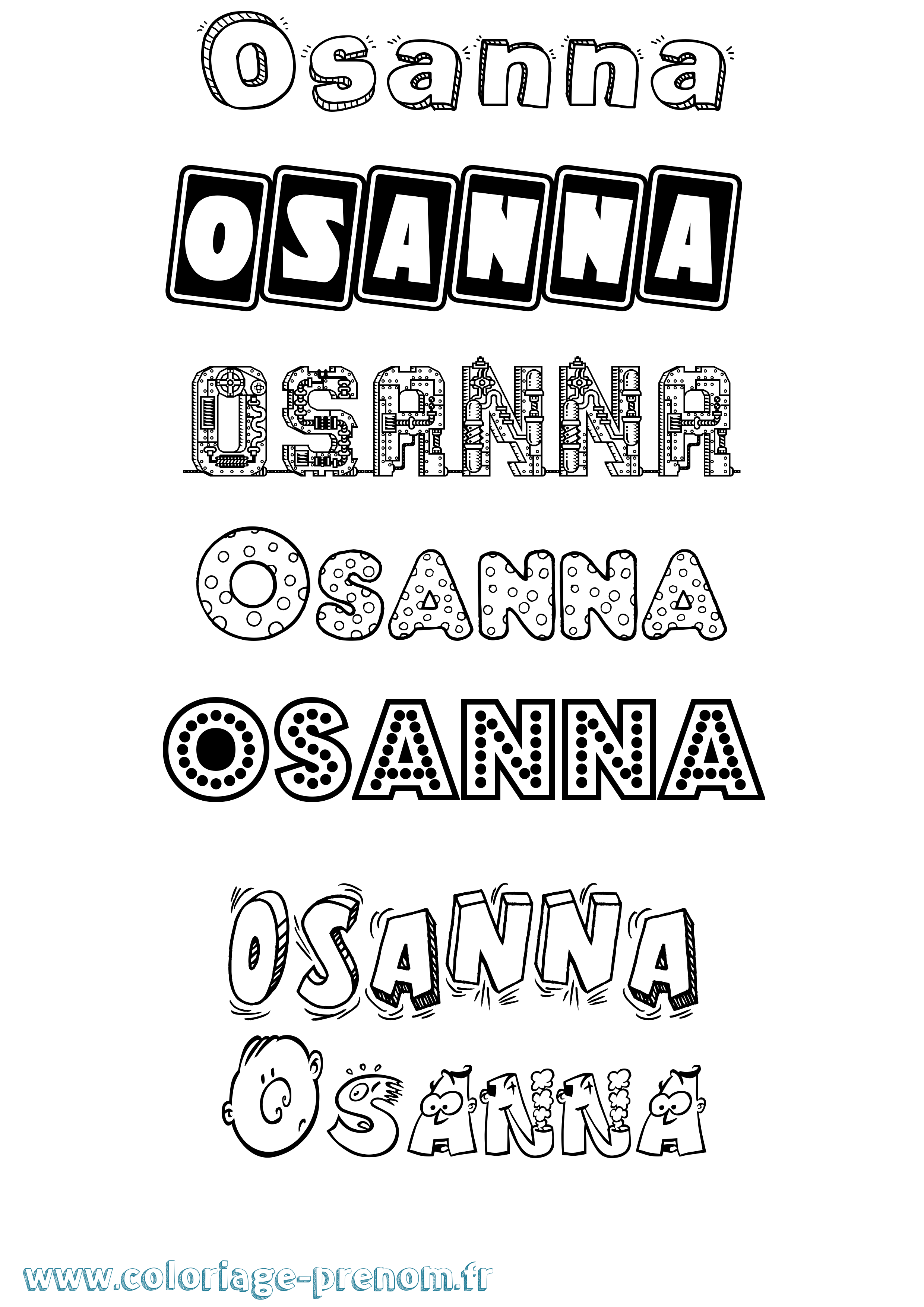 Coloriage prénom Osanna Fun