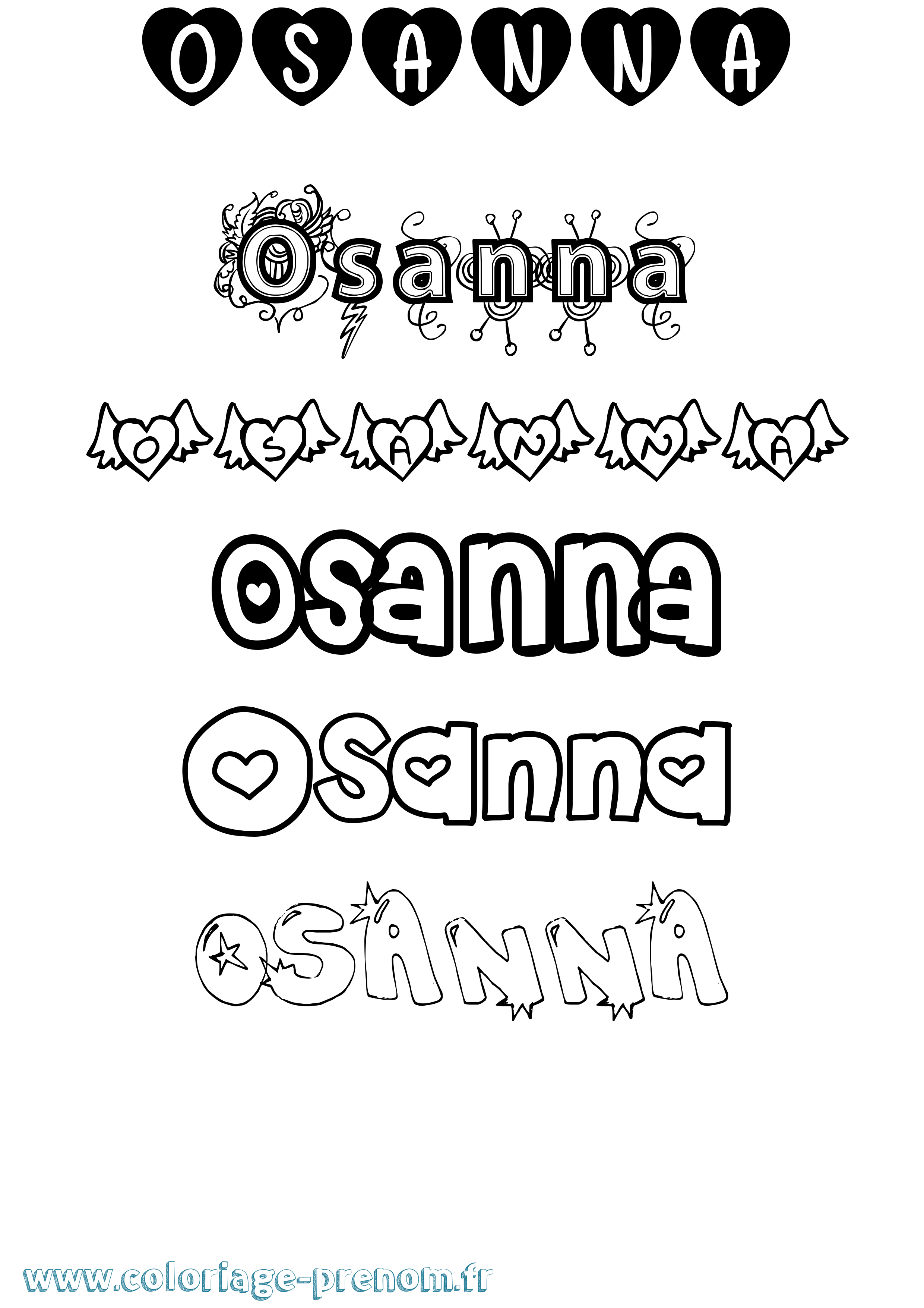 Coloriage prénom Osanna Girly