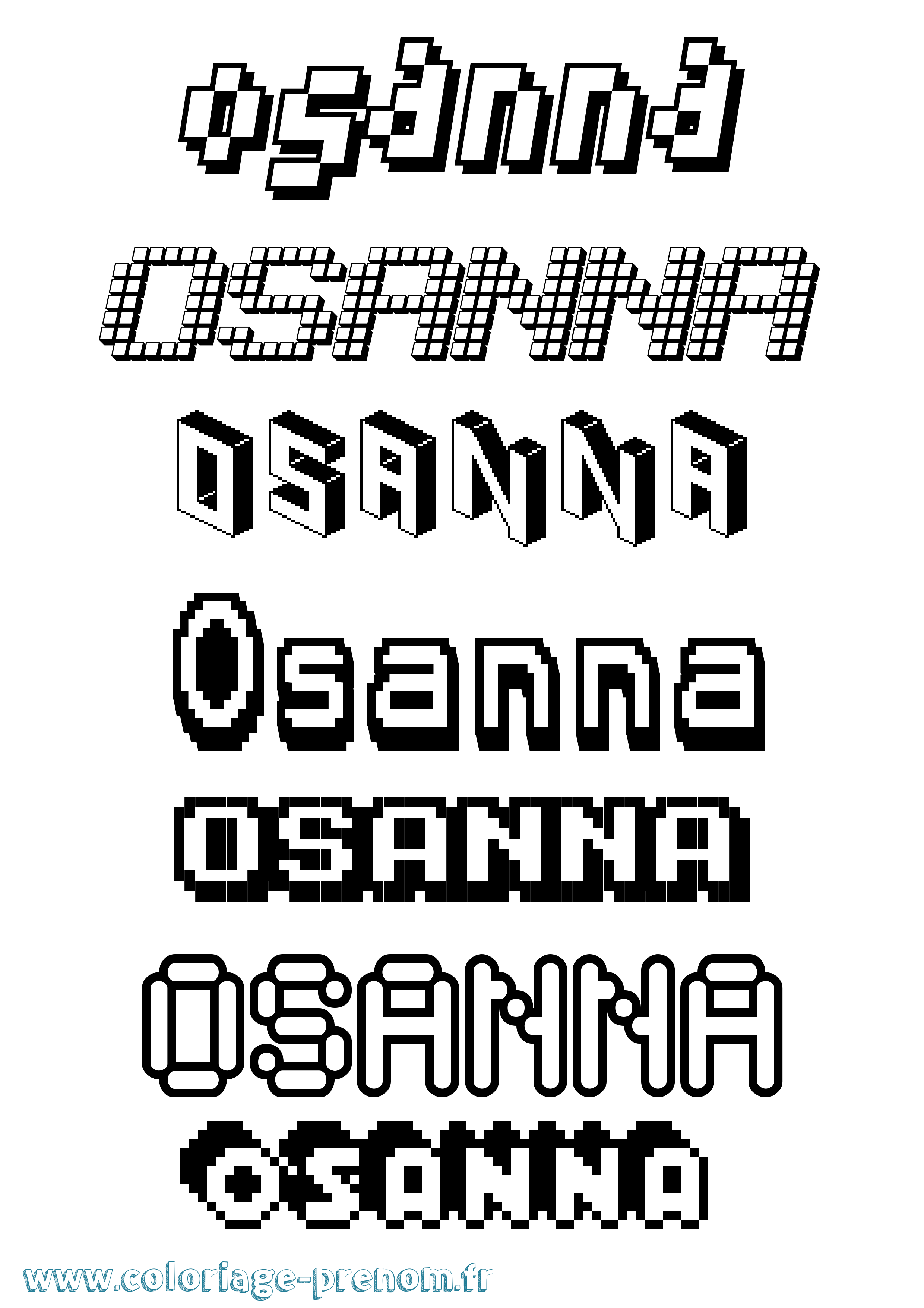 Coloriage prénom Osanna Pixel
