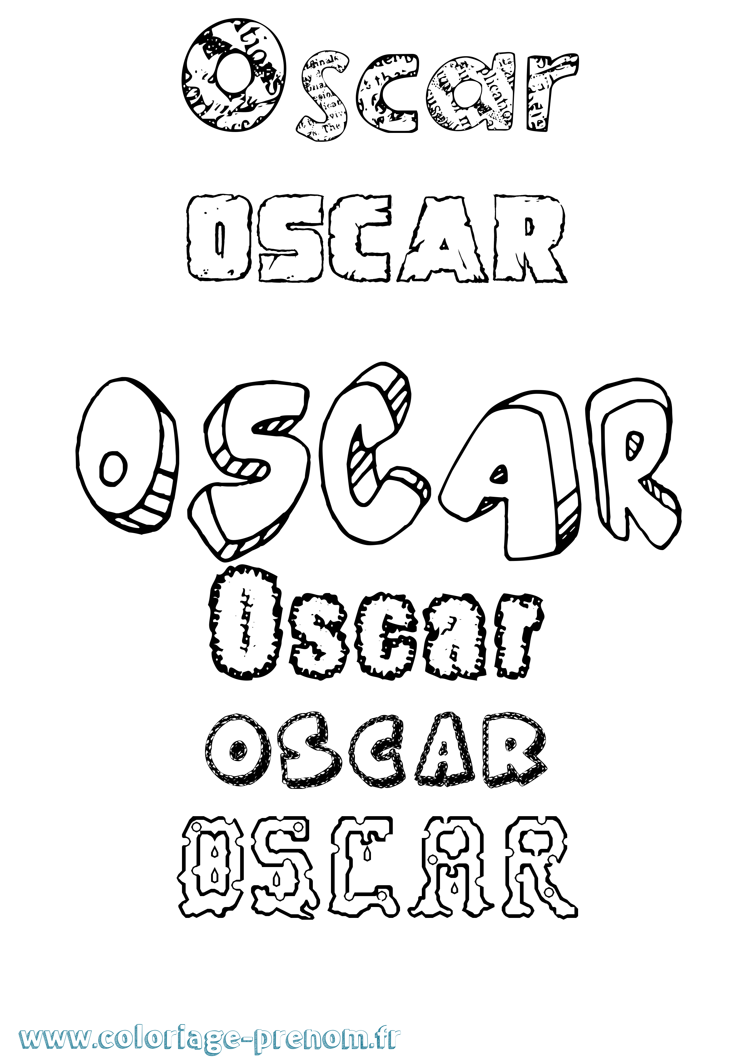 Coloriage prénom Oscar Destructuré