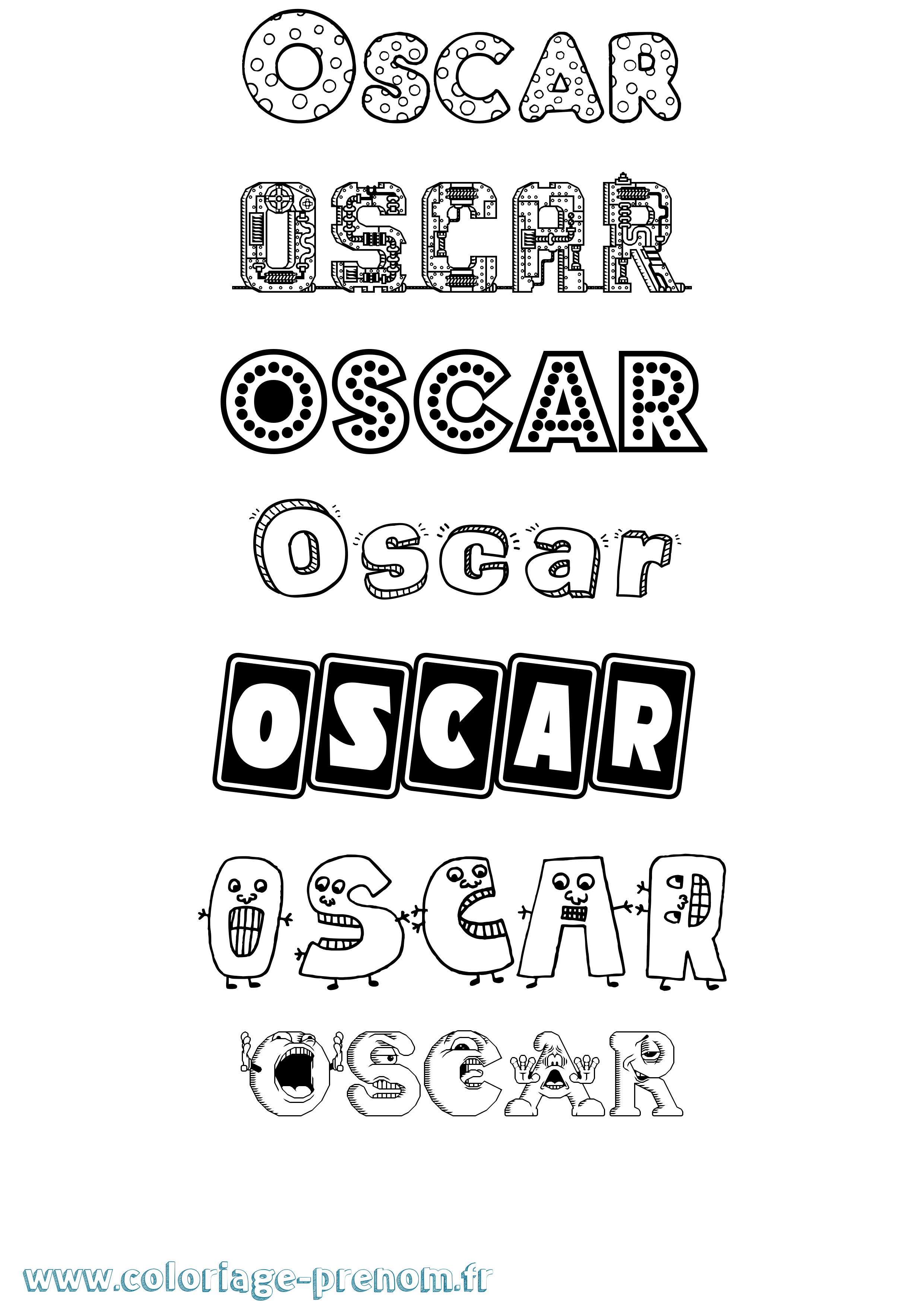Coloriage prénom Oscar Fun