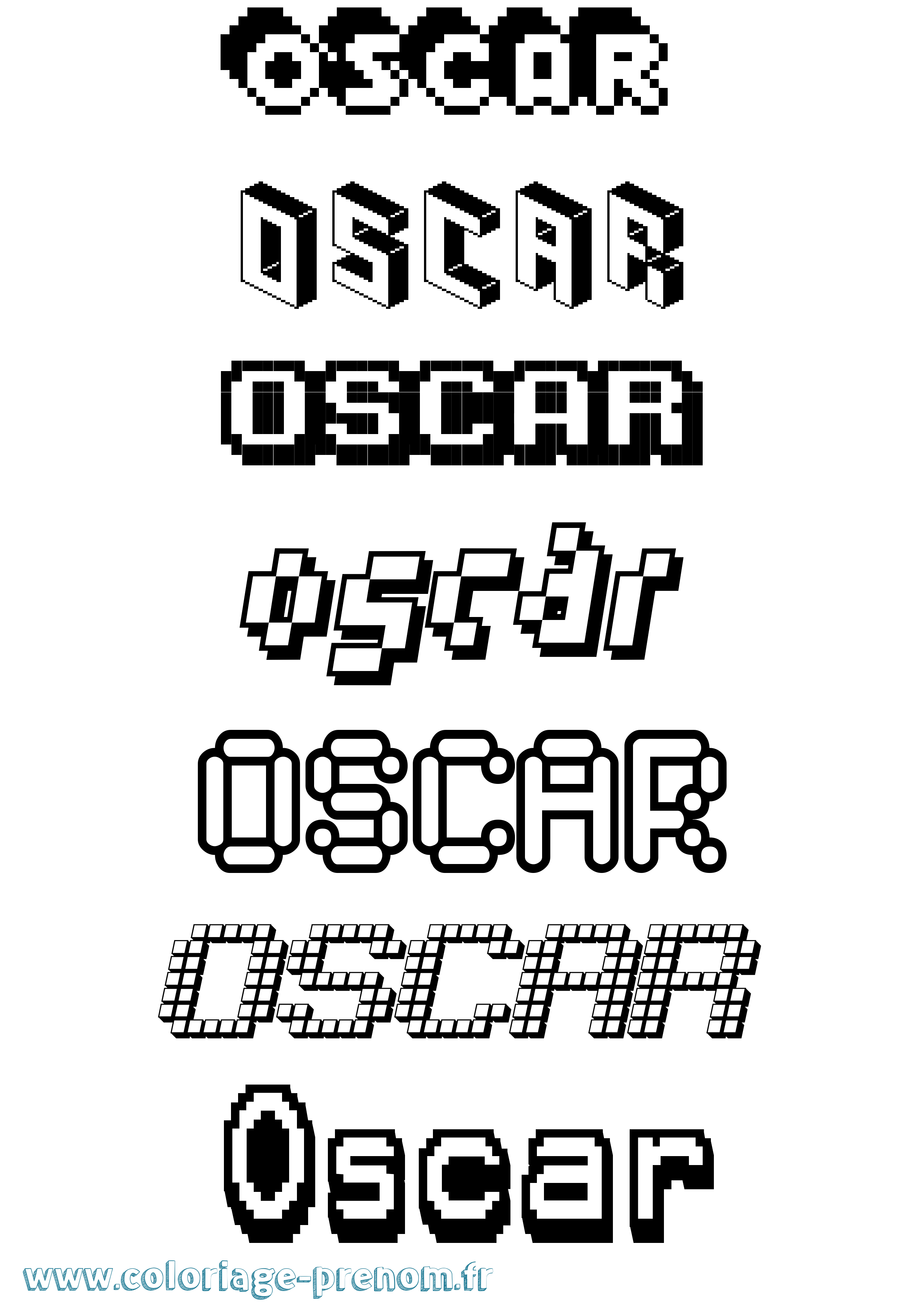 Coloriage prénom Oscar Pixel