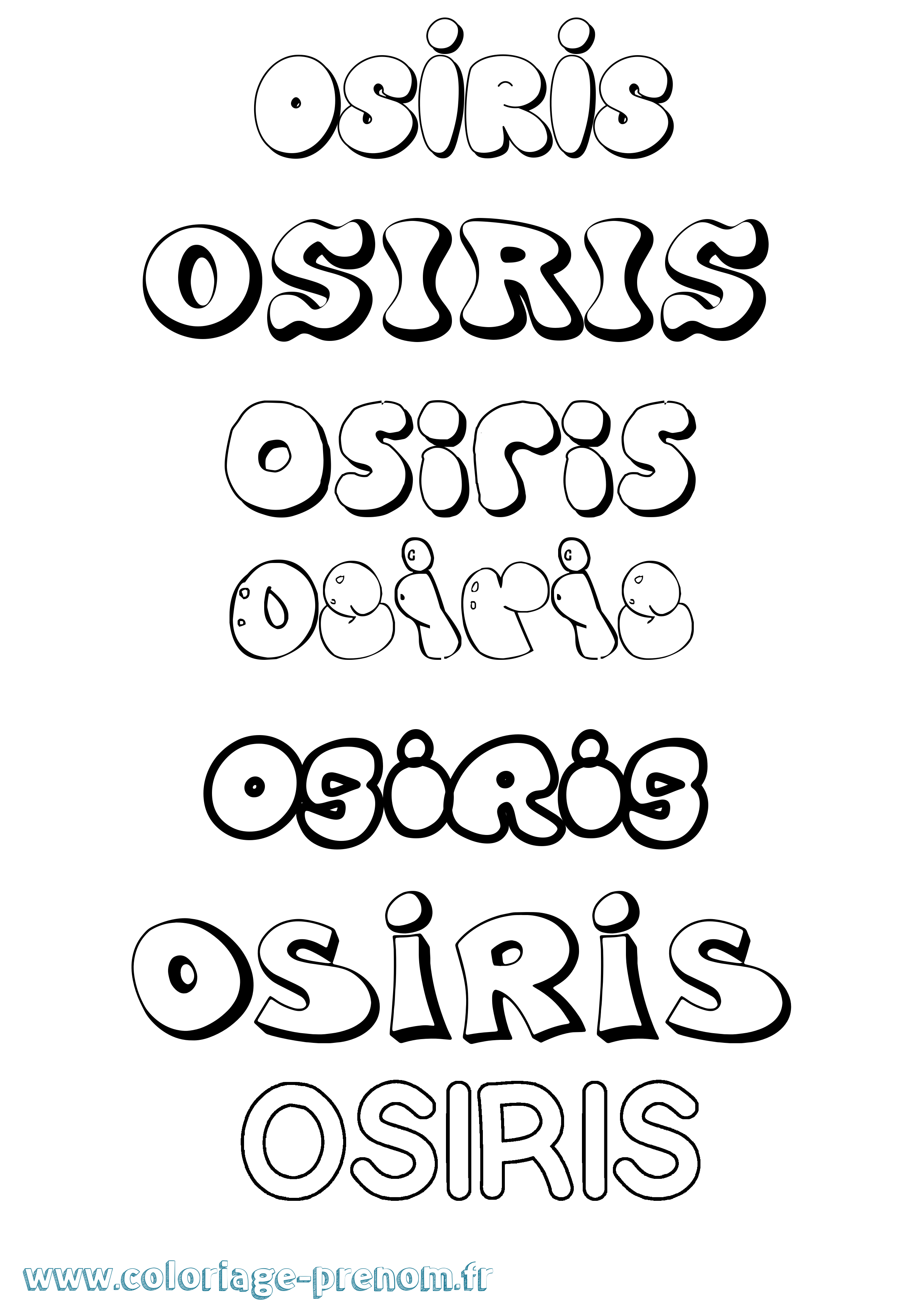 Coloriage prénom Osiris Bubble