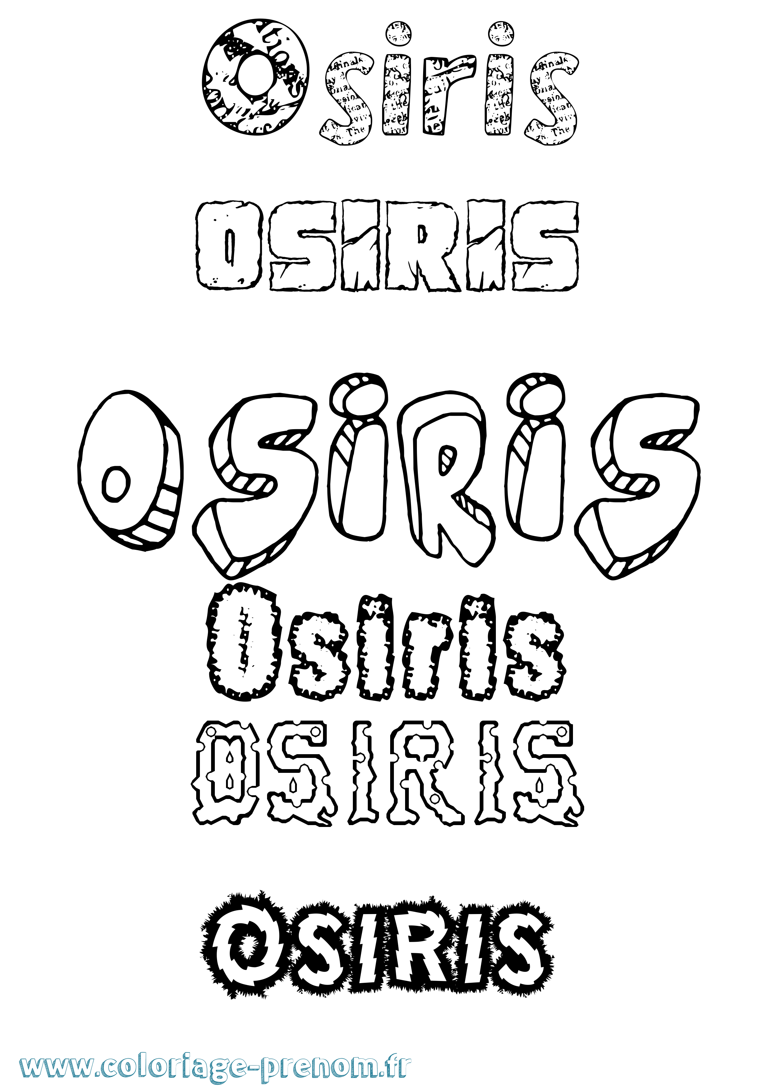 Coloriage prénom Osiris Destructuré