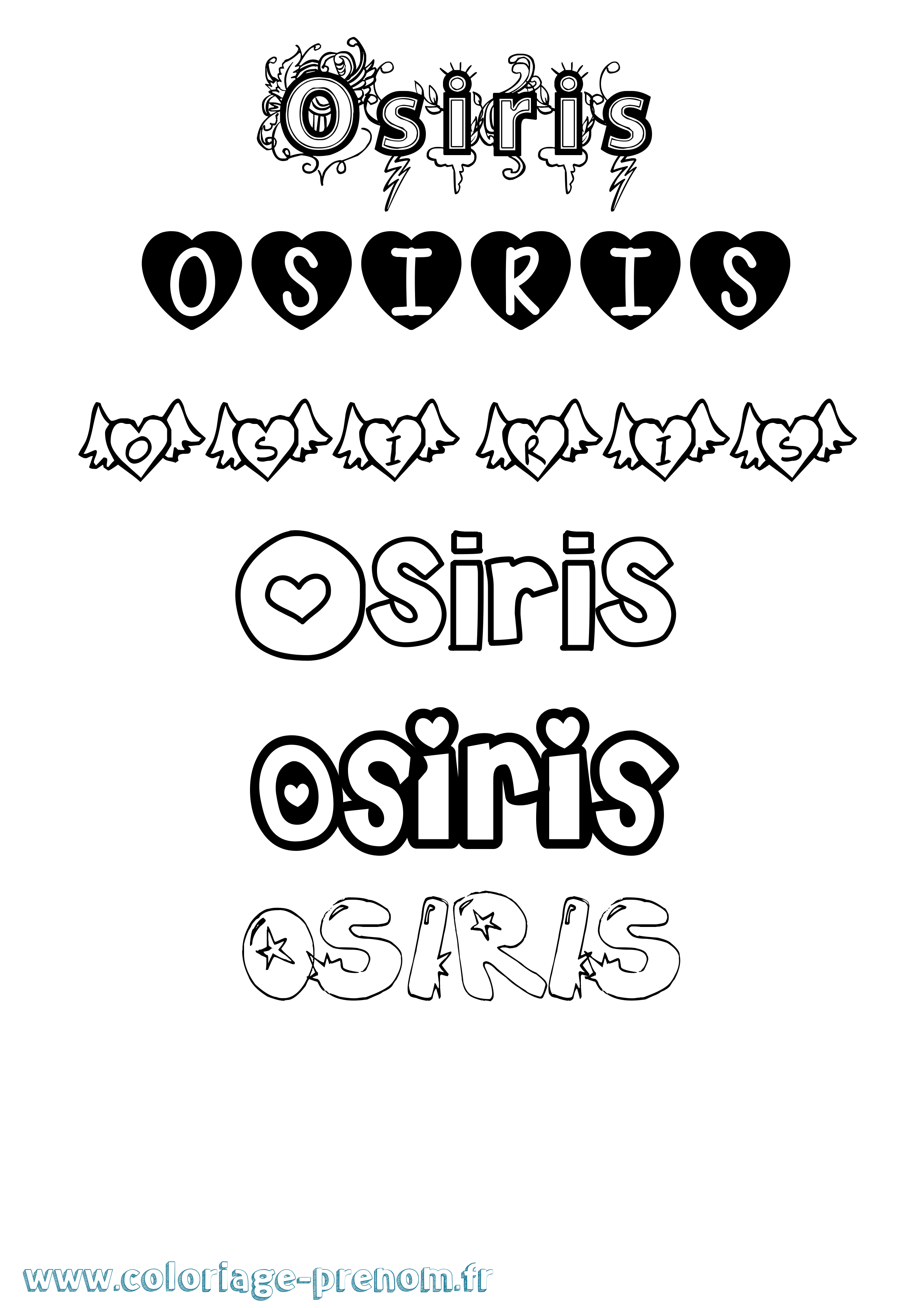 Coloriage prénom Osiris Girly