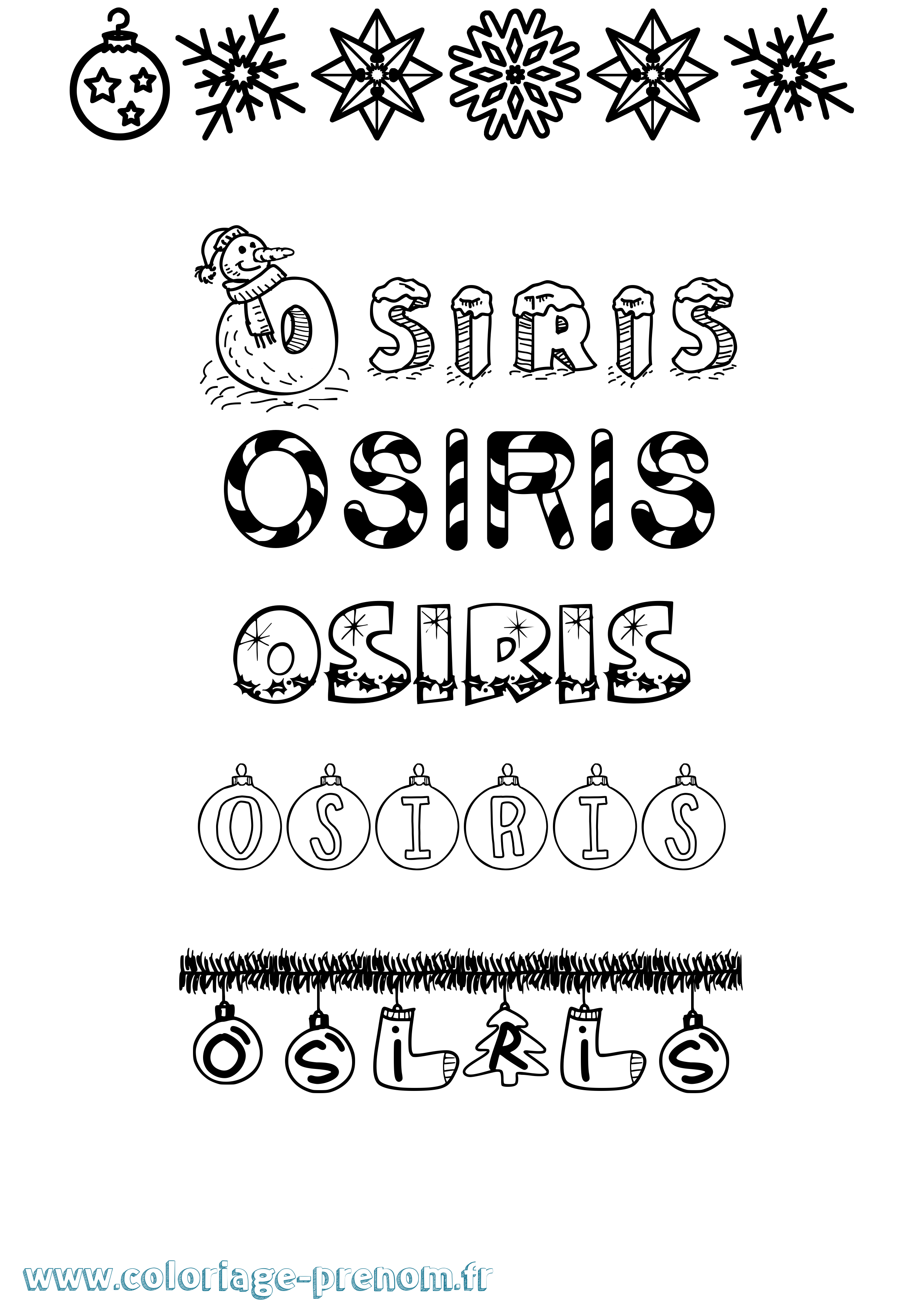 Coloriage prénom Osiris Noël